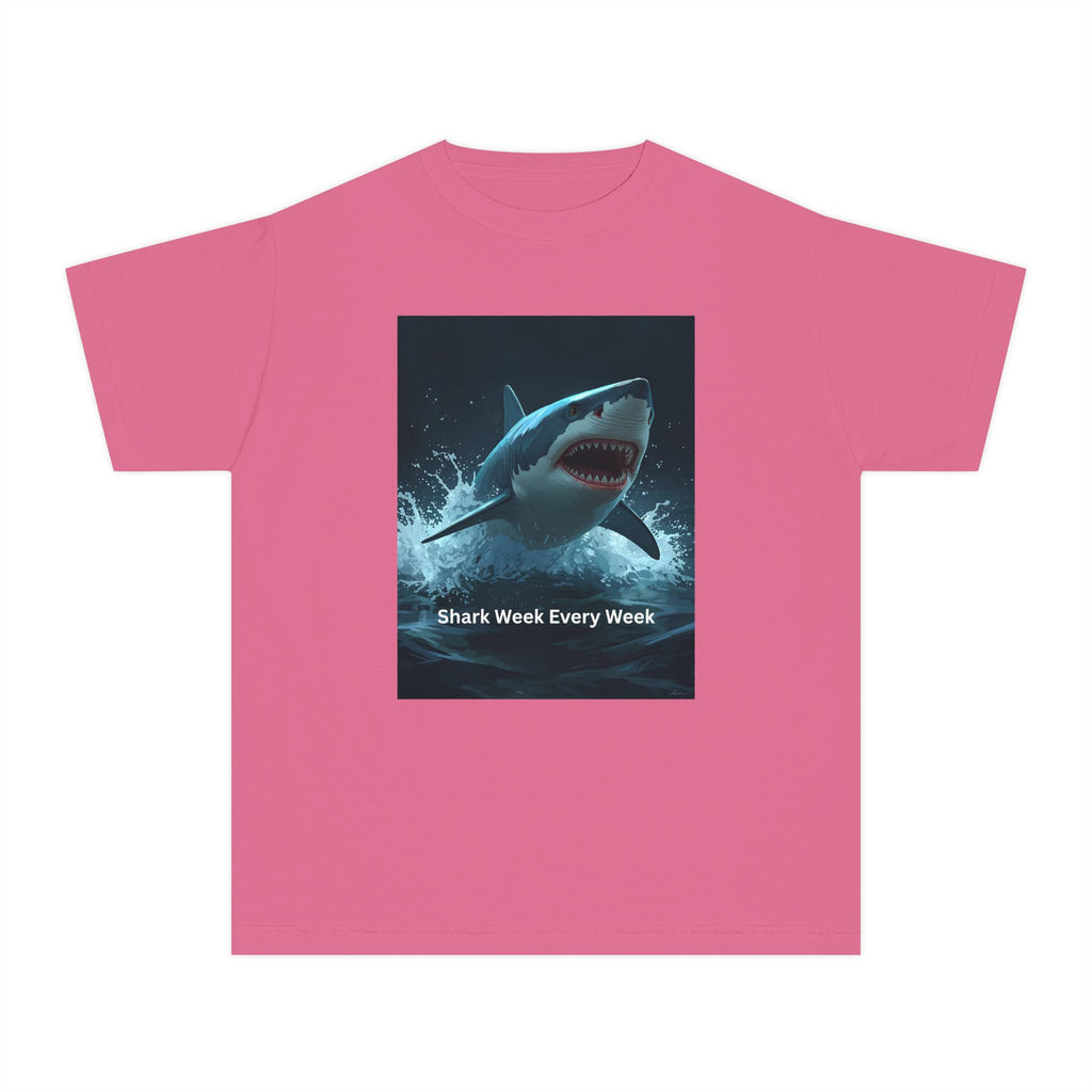 Shark Week Youth Tee, Fun Shark Graphic Shirt, Kids Summer Apparel, Ocean Lover Gift, Beach Party Clothing