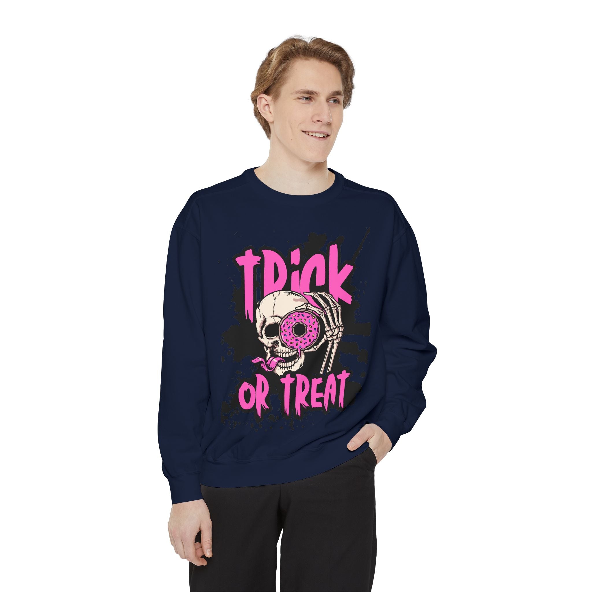 Trick or Treat Skull Unisex Garment-Dyed Sweatshirt