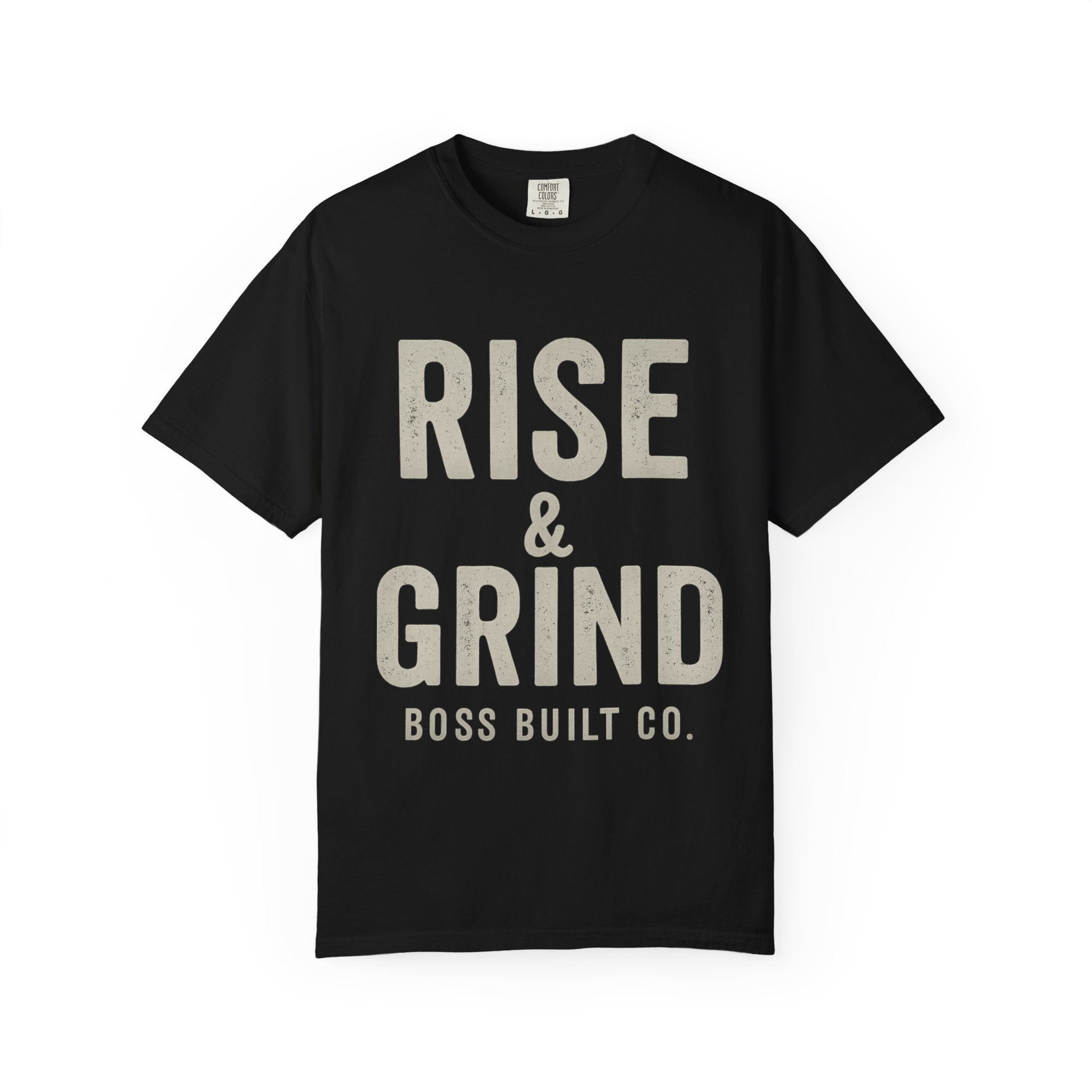 Boss Built Co Rise & Grind T-Shirt — Motivational Graphic Tee for Hustle Mindset