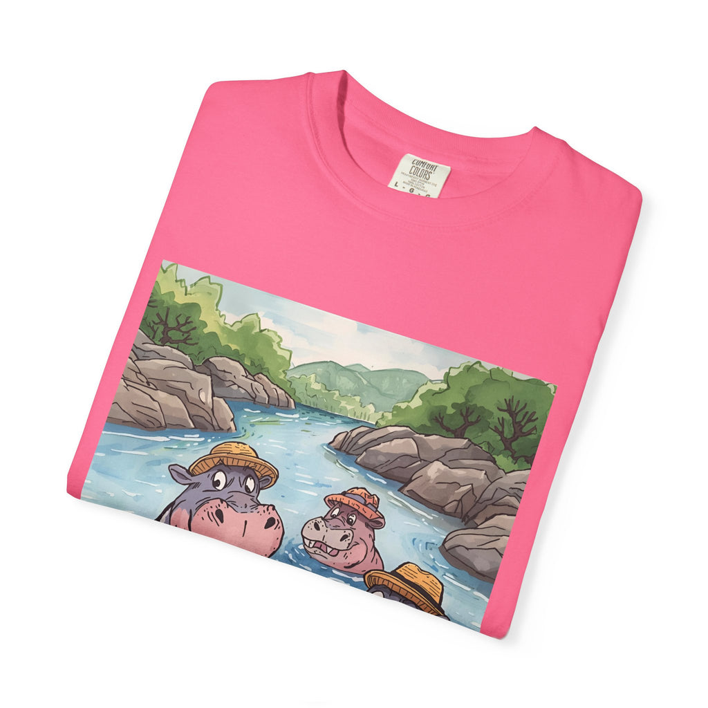 Hippo Adventure Unisex T-Shirt, Cute Animal Tee, Gift for Nature Lovers, Casual Wear, Birthday and Summer Vibe