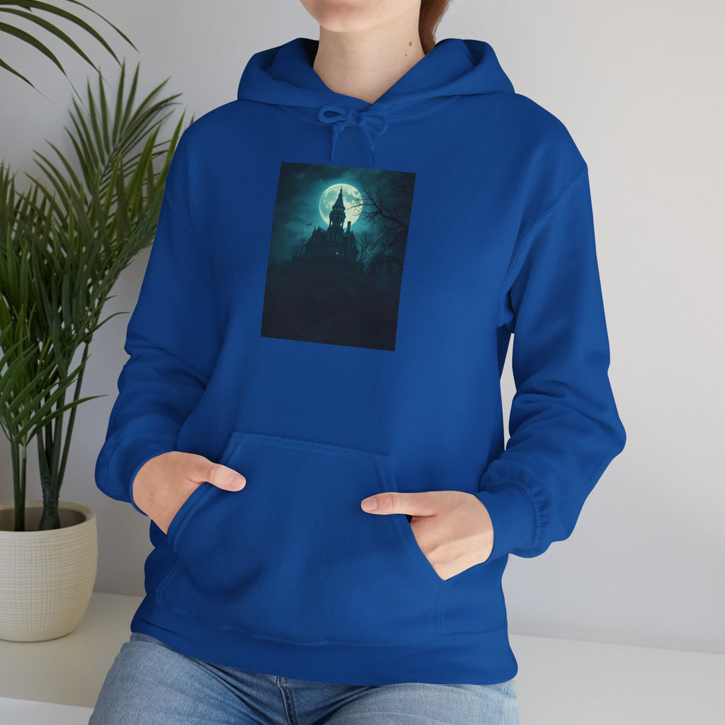 Haunted Moonlight Mystical Nightscape Hooded Sweatshirt - Cozy Casual, Unisex Fashion, Gift Idea, Halloween Apparel, Unique Statement Piece