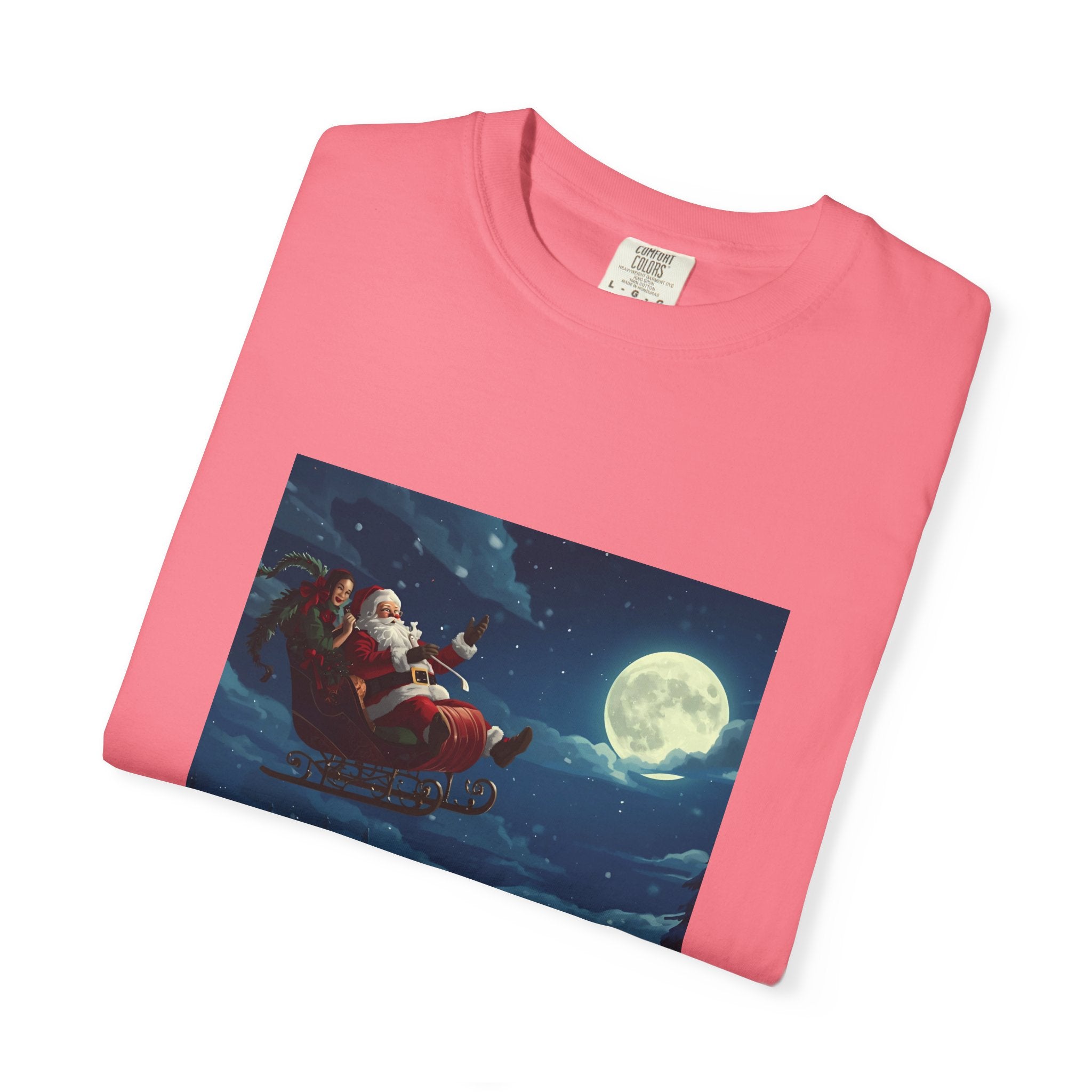 Christmas Santa Sleigh Unisex Garment-Dyed T-shirt