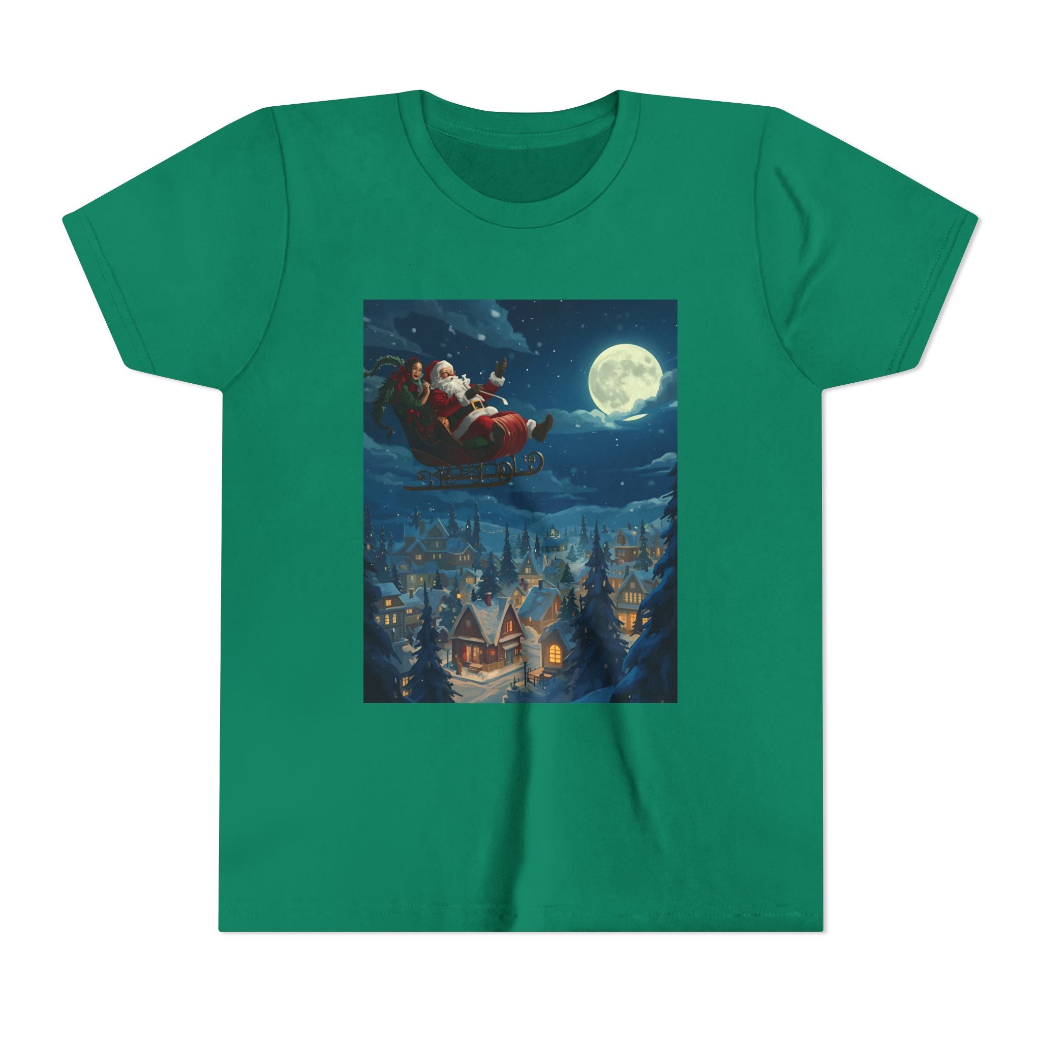 Christmas Santa Sleigh Youth Short Sleeve Tee