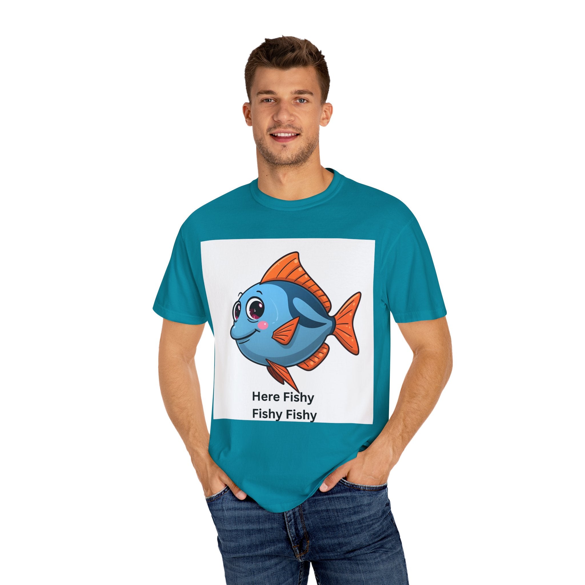 Here Fishy Fishy Fishy Unisex Garment-Dyed T-shirt