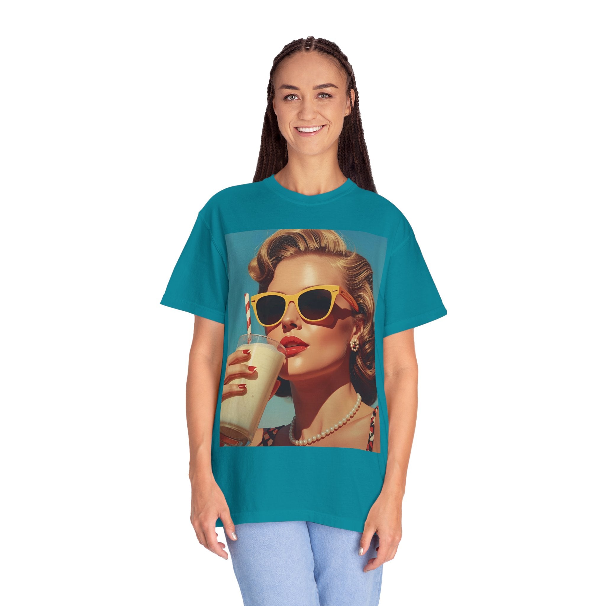 Retro Pop Art Summer Vibe T-shirt | Unisex Garment-Dyed Tee, Vintage Style Shirt, Trendy Summer Wear, Perfect Gift for Her, Casual Everyday Top