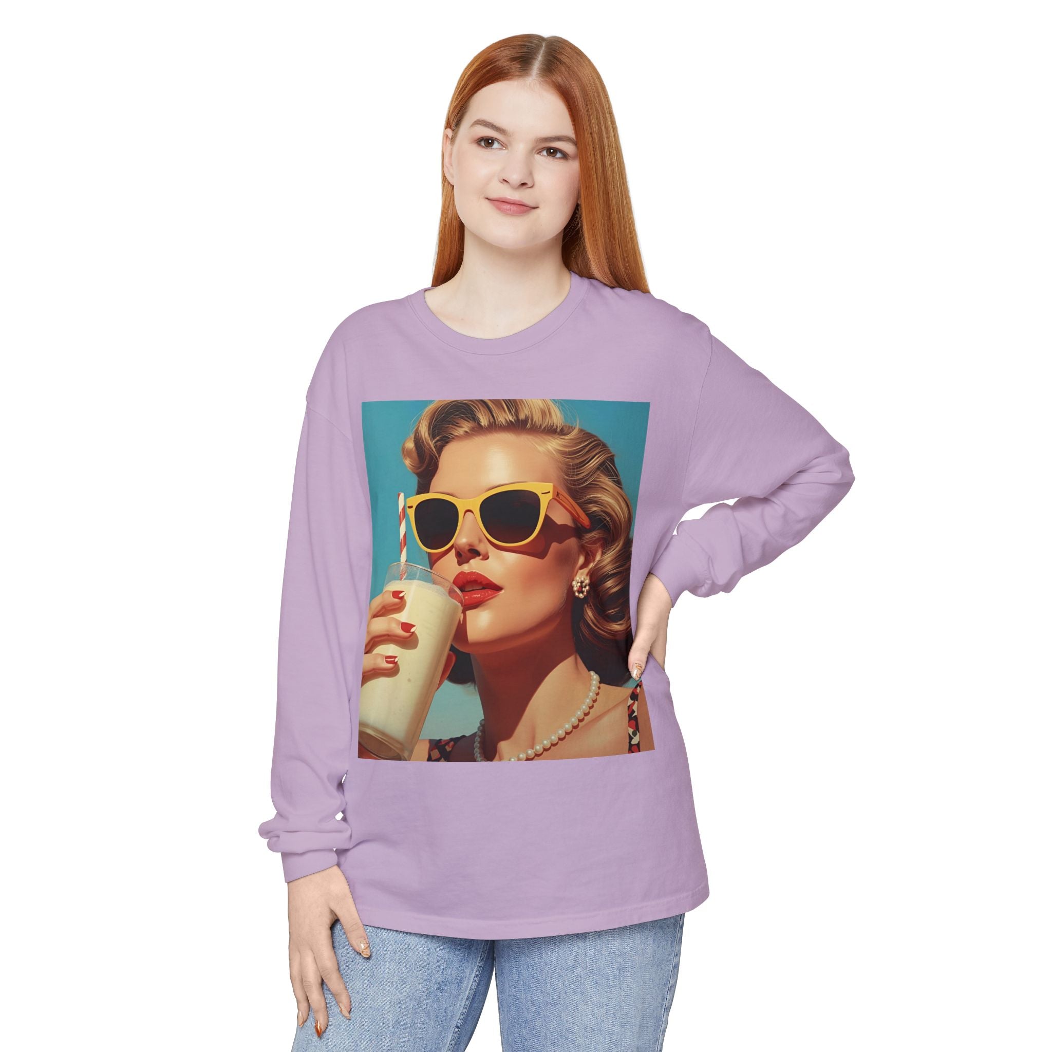 Retro Pop Art Long Sleeve T-Shirt, Vintage Graphic Tee, Fashion Top, Summer Style shirt, Gift for Art Lovers, Casual Wear