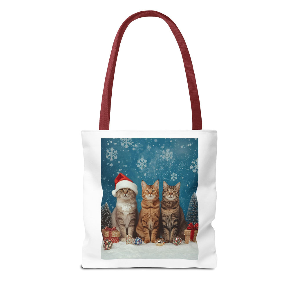 Festive Cat Tote Bag with Holiday Design, Christmas Gift, Cat Lover Bag, Eco-Friendly Shopping Bag, Cute Pet Accessory