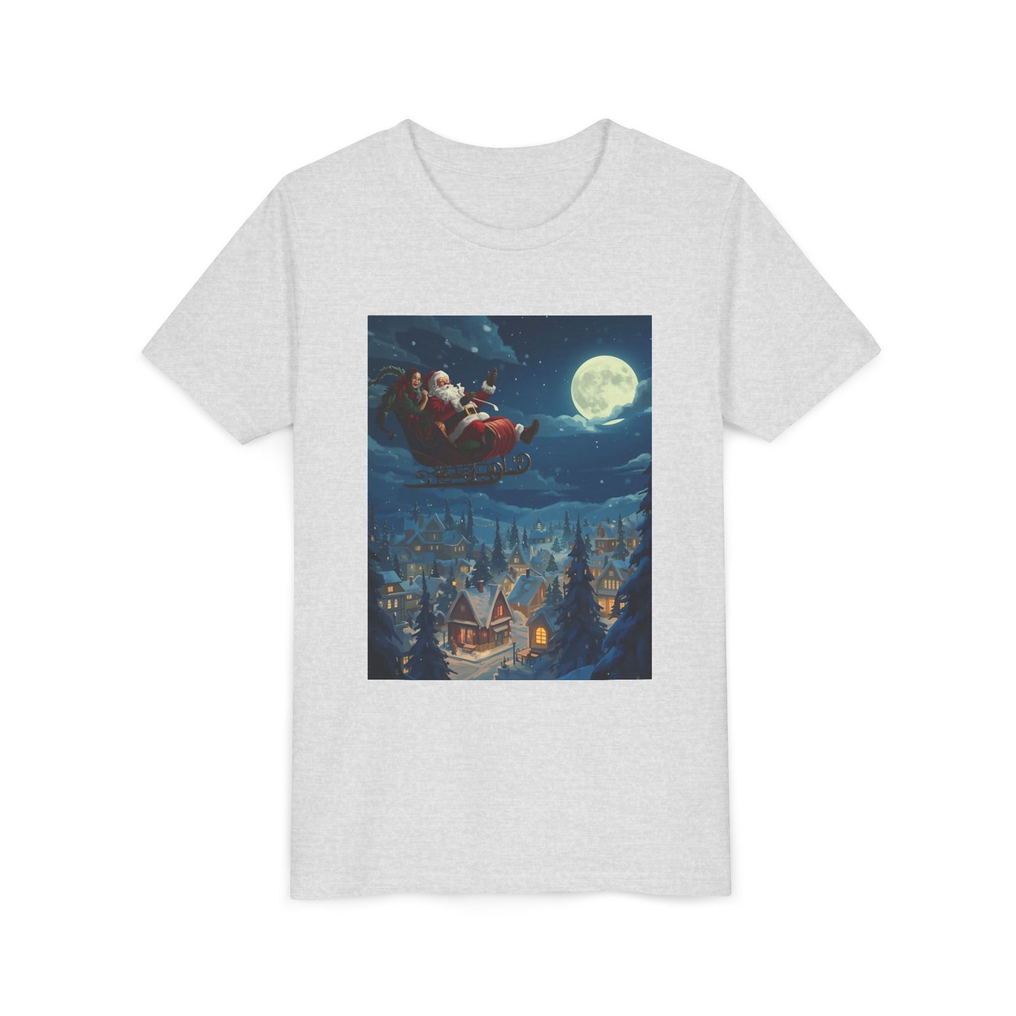 Christmas Santa Sleigh Youth Short Sleeve Tee