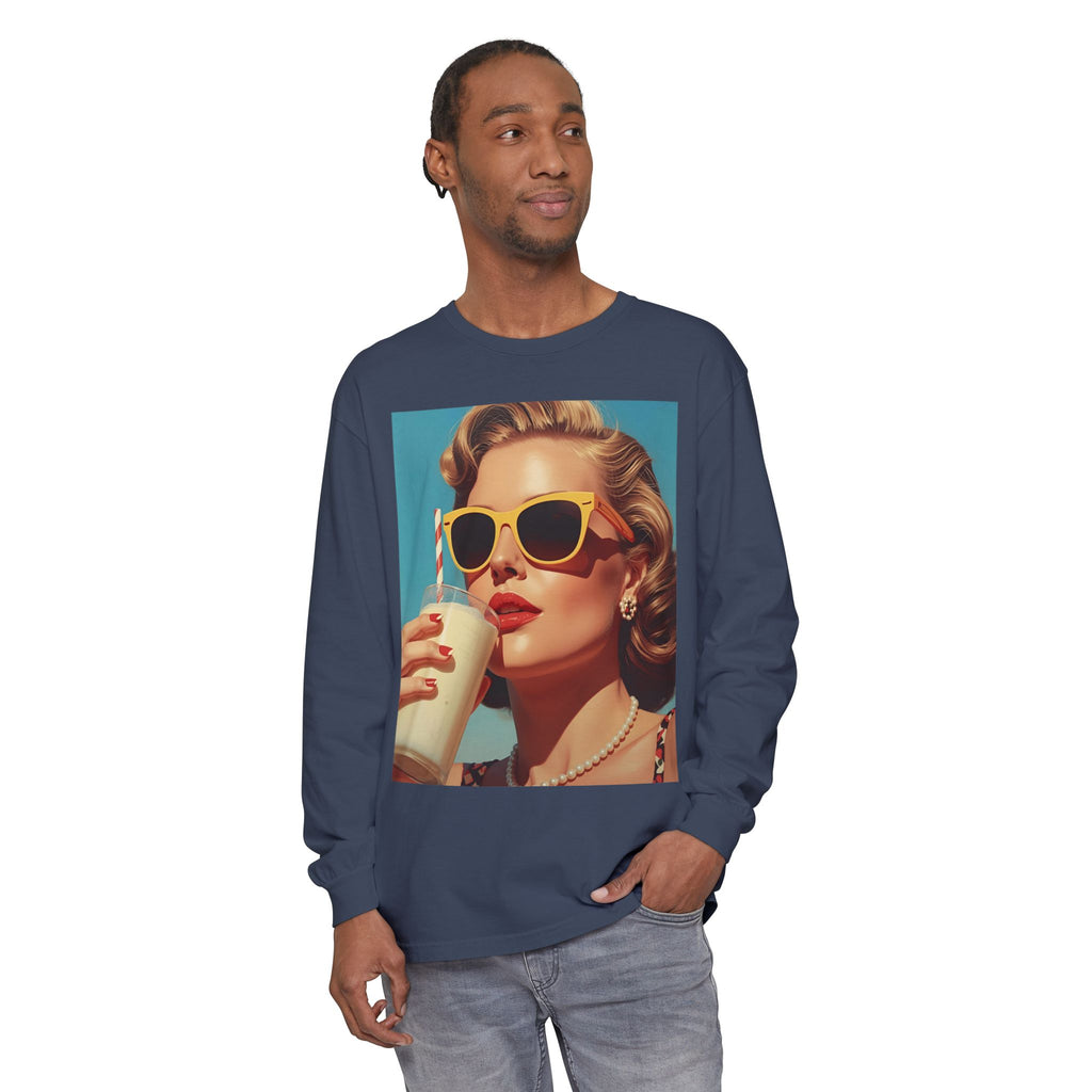 Retro Pop Art Long Sleeve T-Shirt, Vintage Graphic Tee, Fashion Top, Summer Style shirt, Gift for Art Lovers, Casual Wear