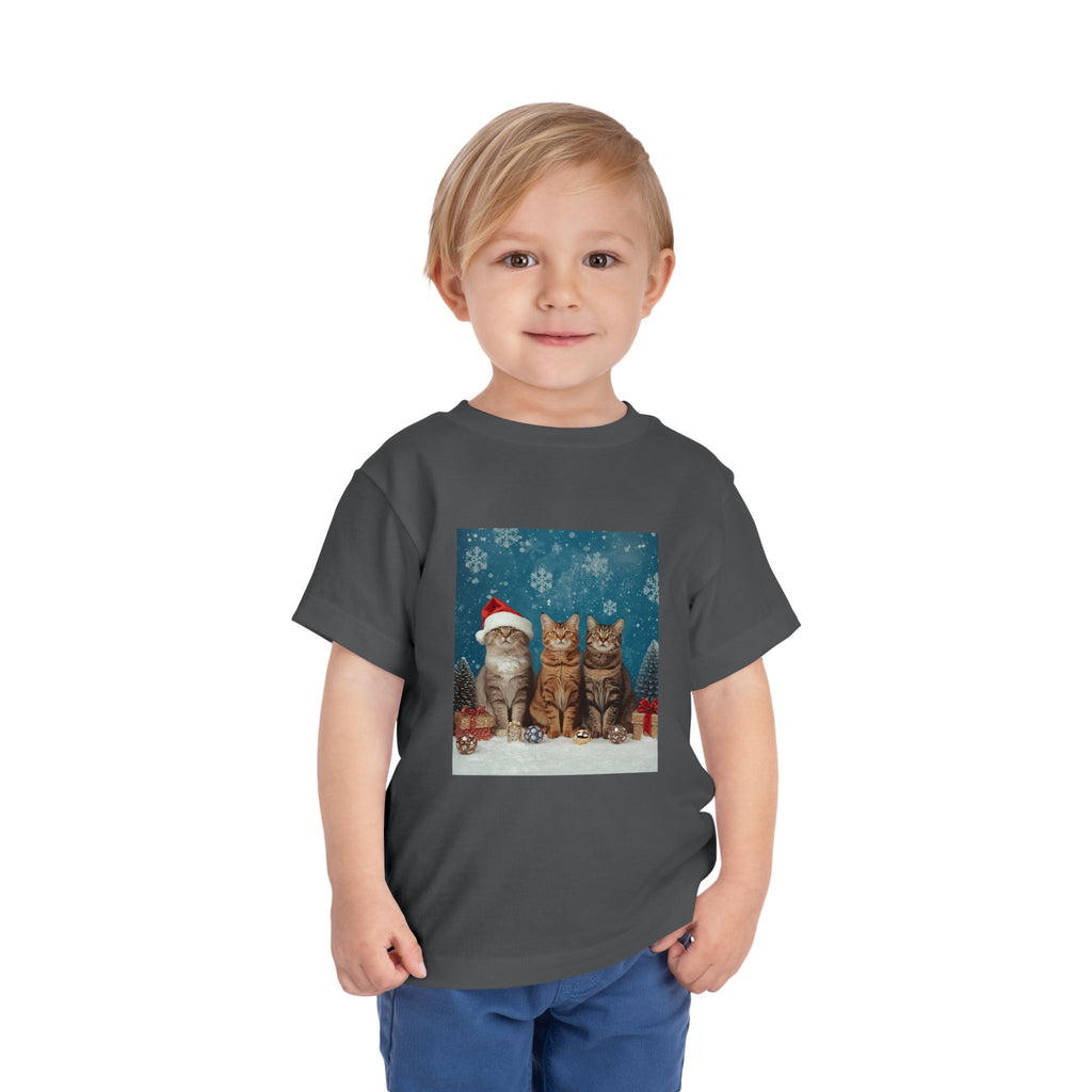 Cute Cat Festive Christmas Toddler Short Sleeve Tee
