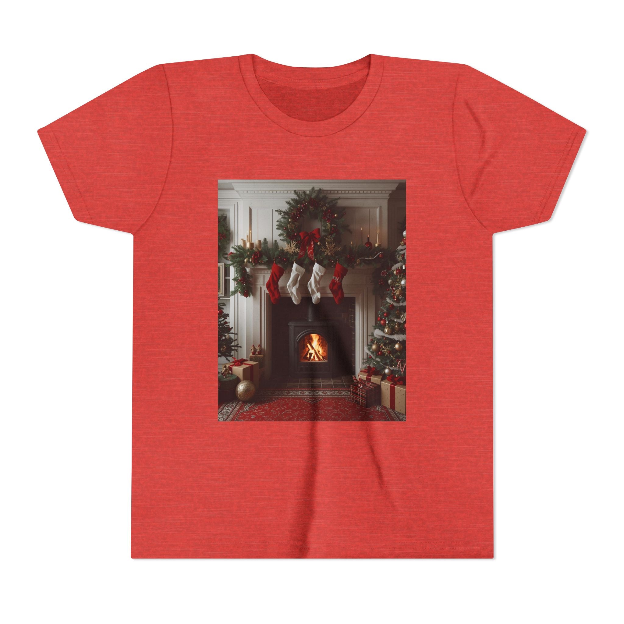 Cozy Christmas Youth Tee, Holiday Gift for Kids, Festive Short Sleeve Shirt, Winter Wear, Family Photos, Christmas Apparel