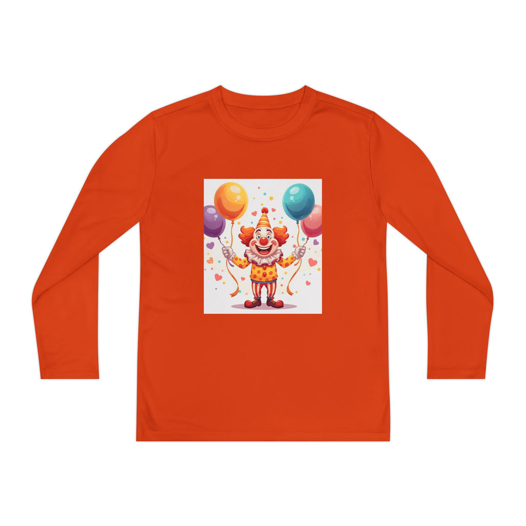 Birthday Clown With Balloons Youth Long Sleeve Competitor Tee