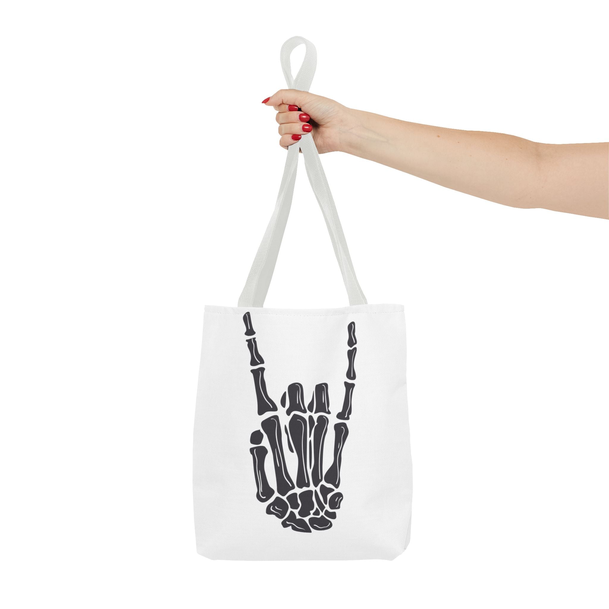 Rock On Skeleton Tote Bag, Goth Tote, Halloween Accessory, Cute Gift for Teens, Festival Bag, Band Merchandise