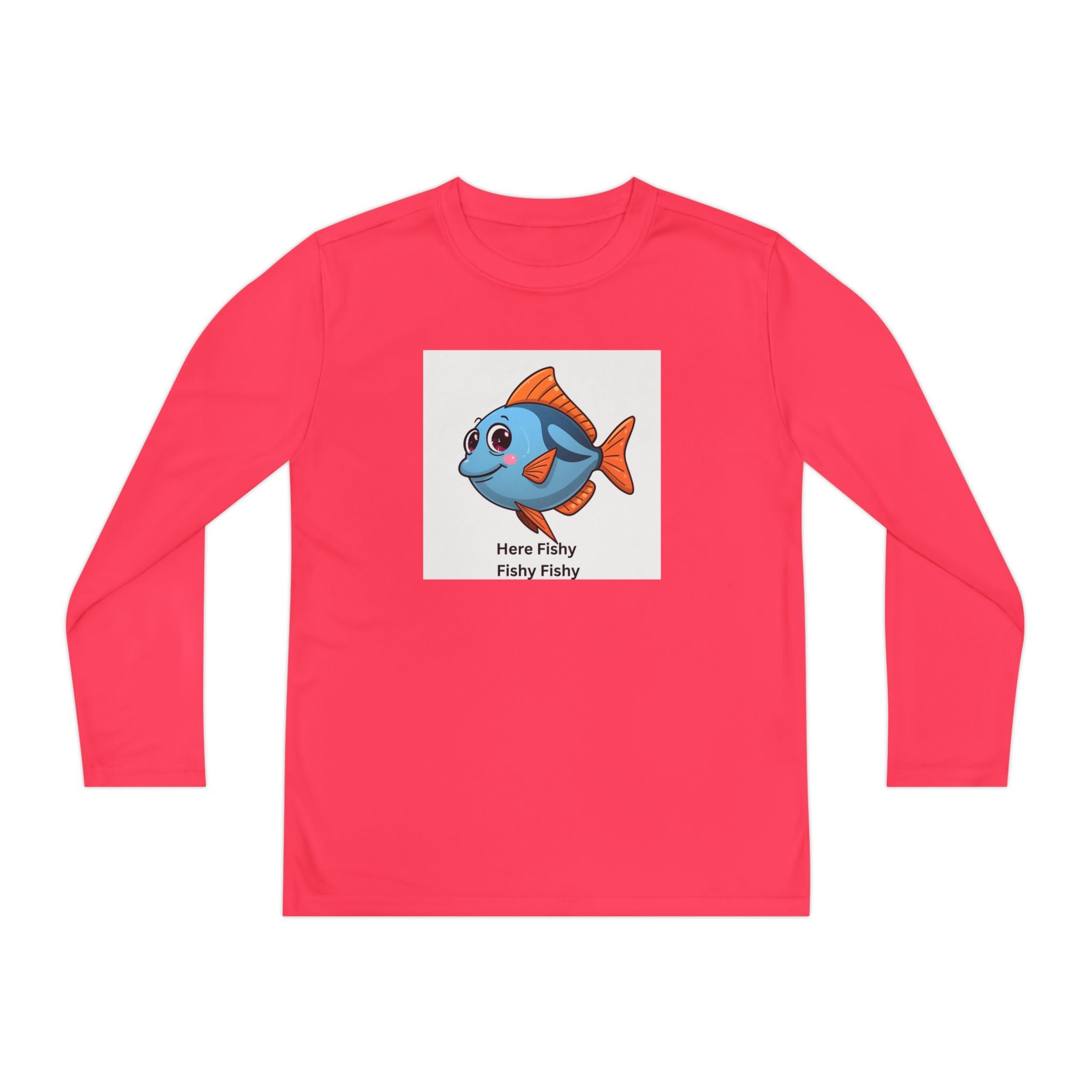 Here Fishy Fishy Fishy Youth Long Sleeve Competitor Tee