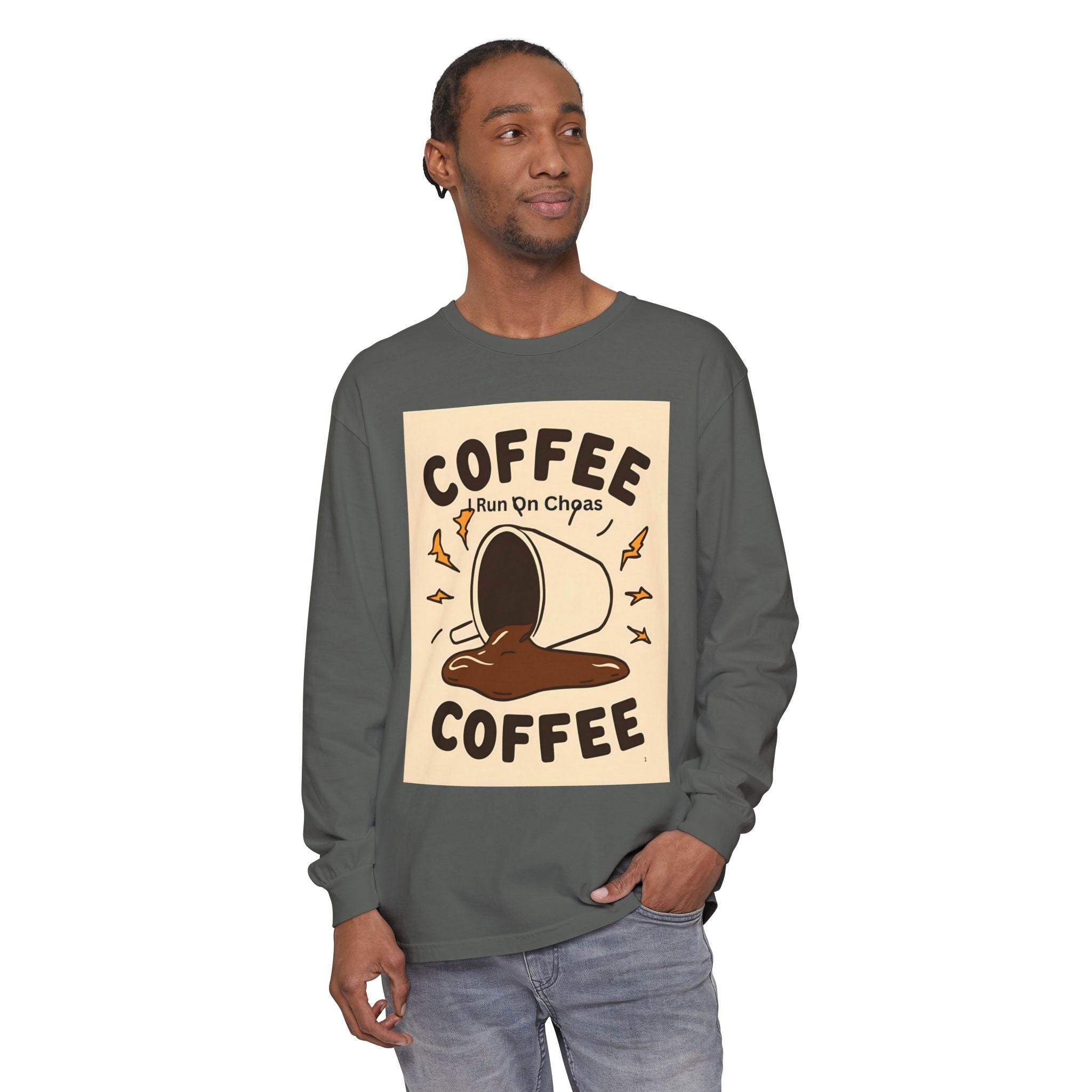 Coffee Coffee Unisex Garment-dyed Long Sleeve T-Shirt