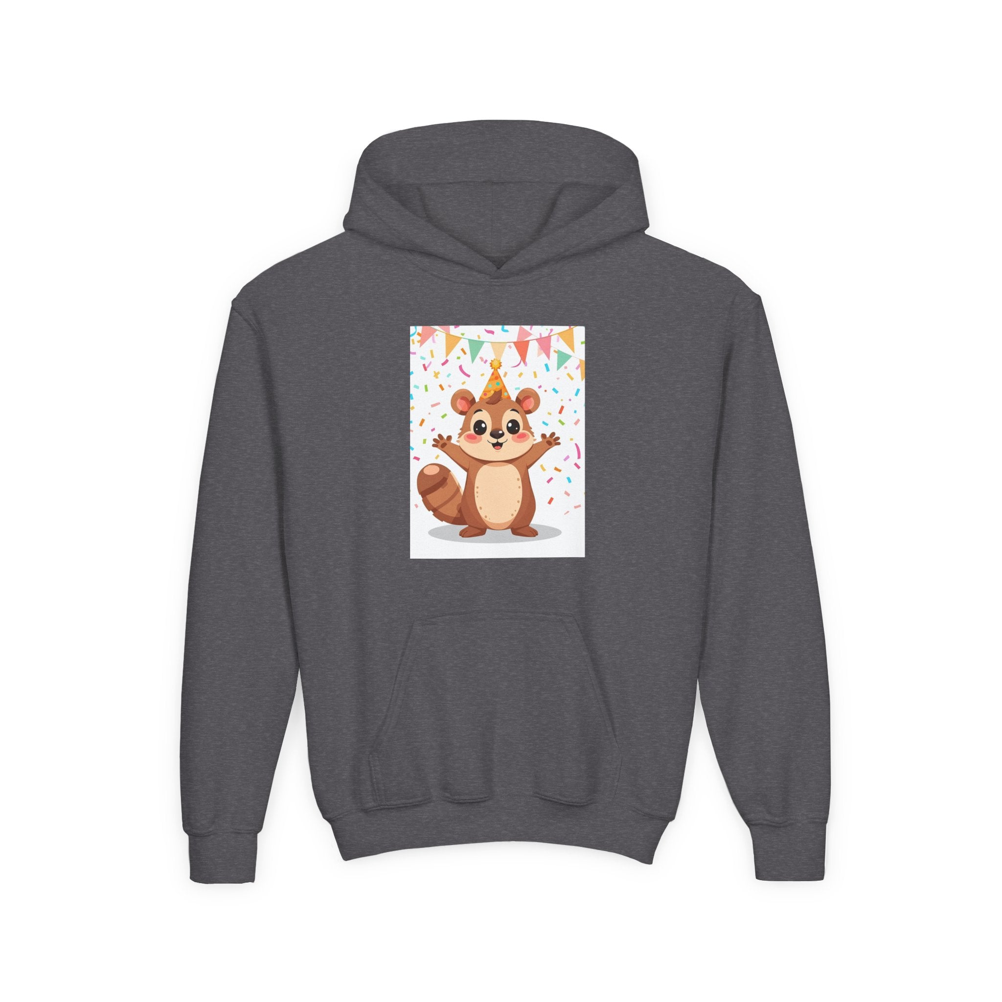 Party Animal With Squirl Youth Heavy Blend Hooded Sweatshirt