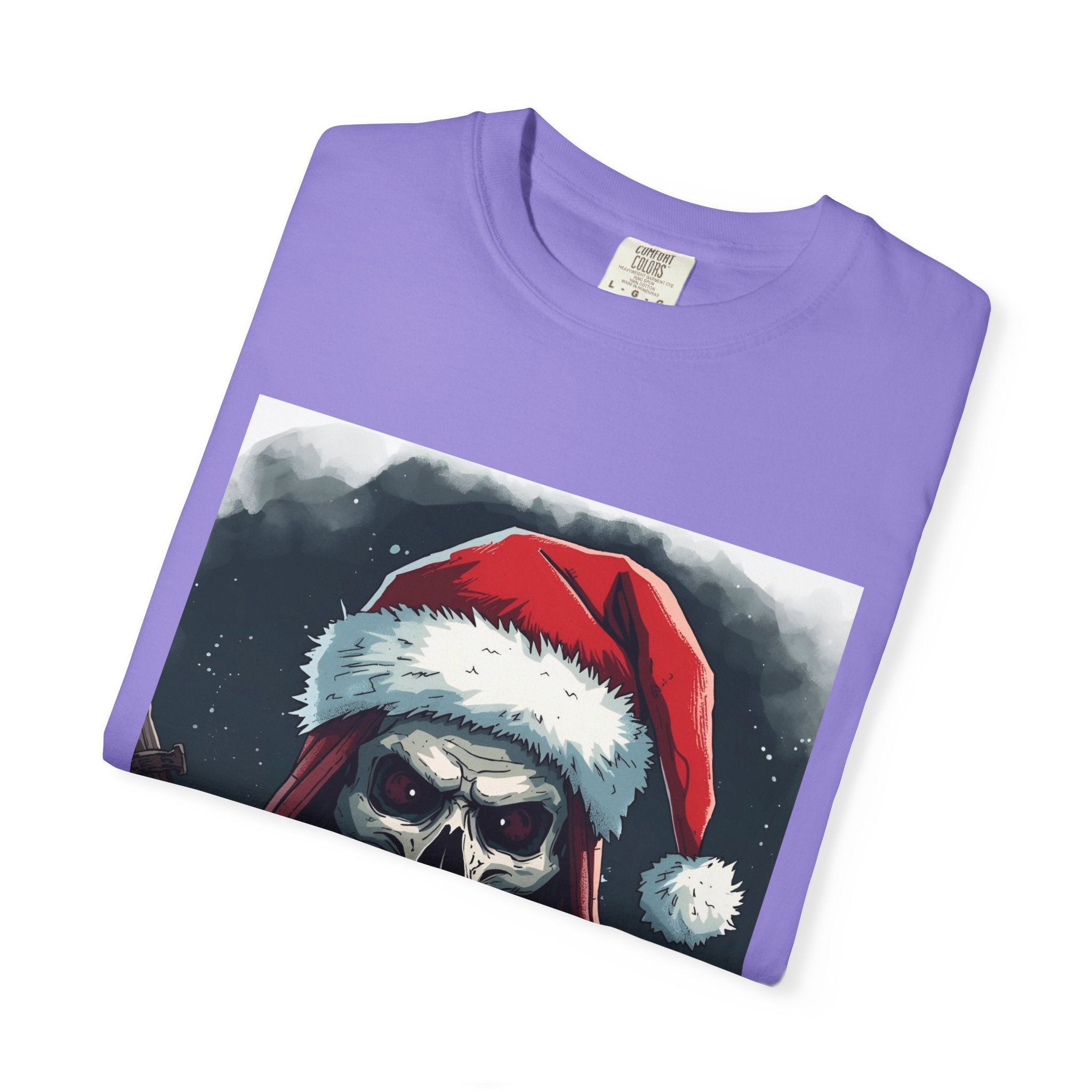 Spooky Santa Skull Graphic T-Shirt - Unisex Holiday Apparel, Christmas Gift, Casual Wear, Graphic Tee, Halloween Shirt