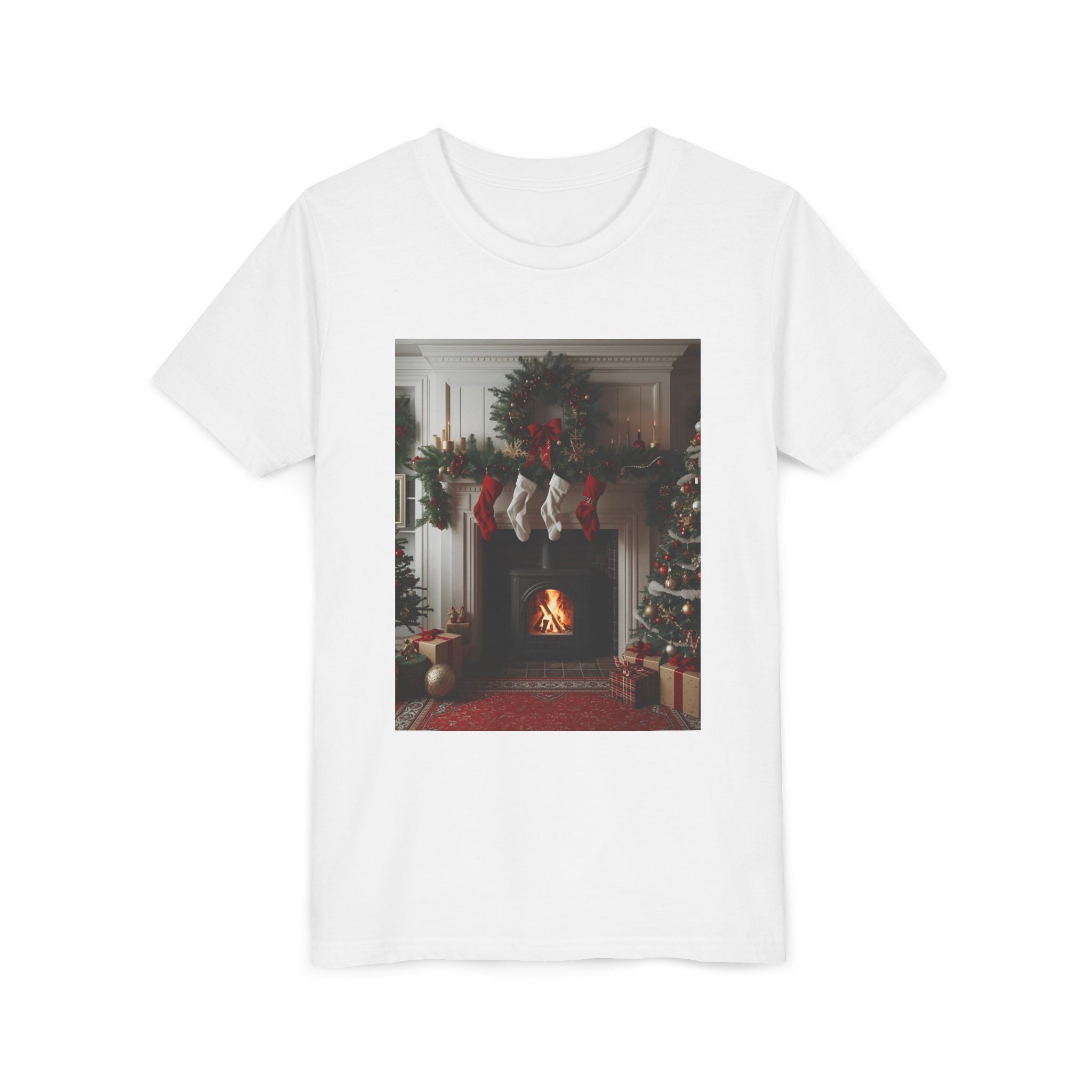 Cozy Christmas Youth Tee, Holiday Gift for Kids, Festive Short Sleeve Shirt, Winter Wear, Family Photos, Christmas Apparel