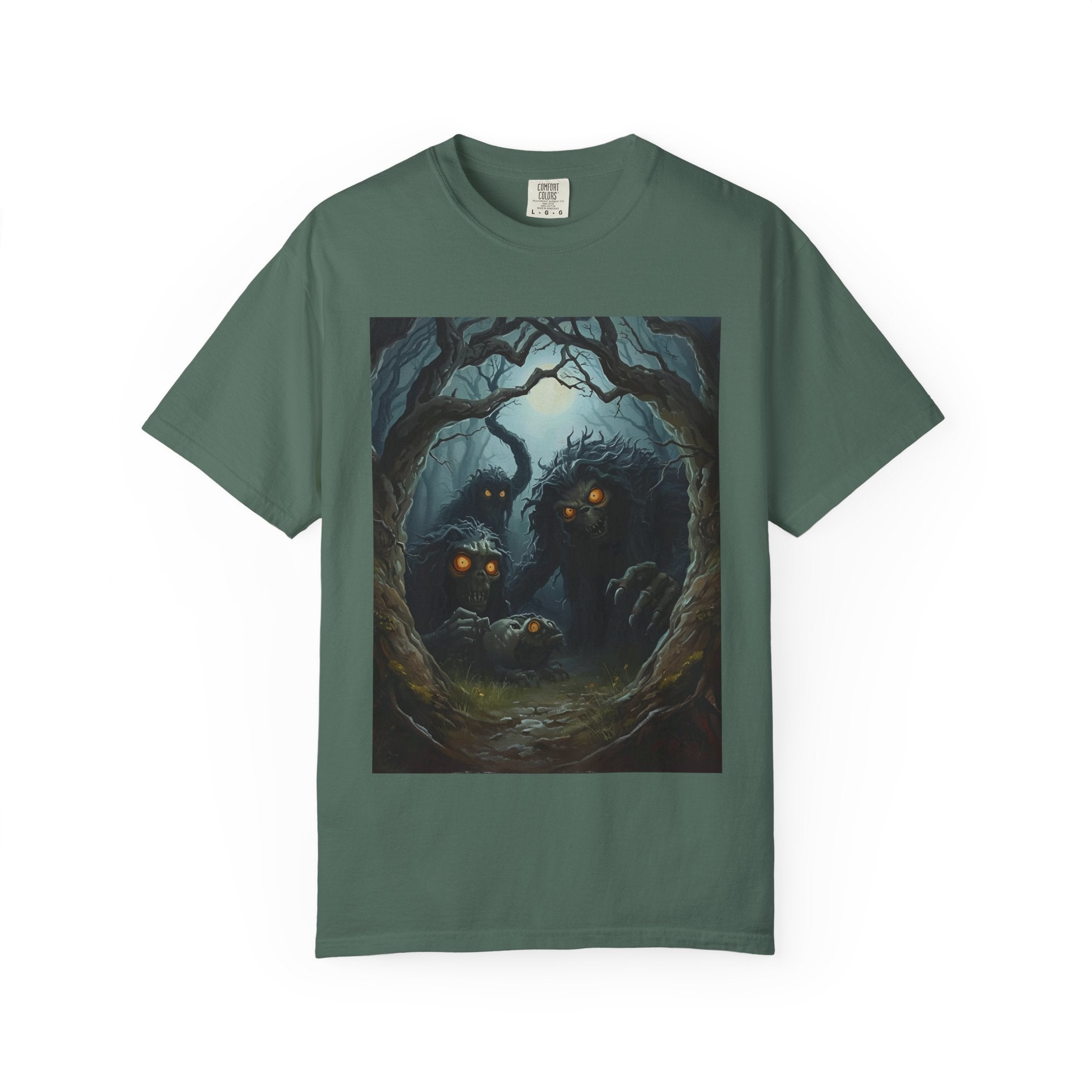 Spooky Mystical Forest T-Shirt | Unisex Garment-Dyed Tee for Nature Lovers | Perfect for Halloween, Casual Wear, Gift Idea