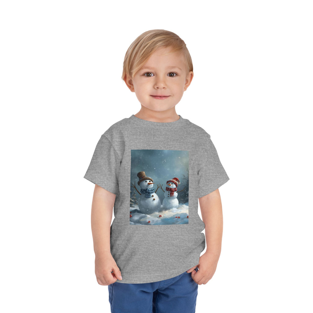 Toddler Christmas Snowman Winter Theme Tee, Cute Snowman Graphic Tee, Kids Short Sleeve Shirt, Holiday Outfit, Christmas Gift
