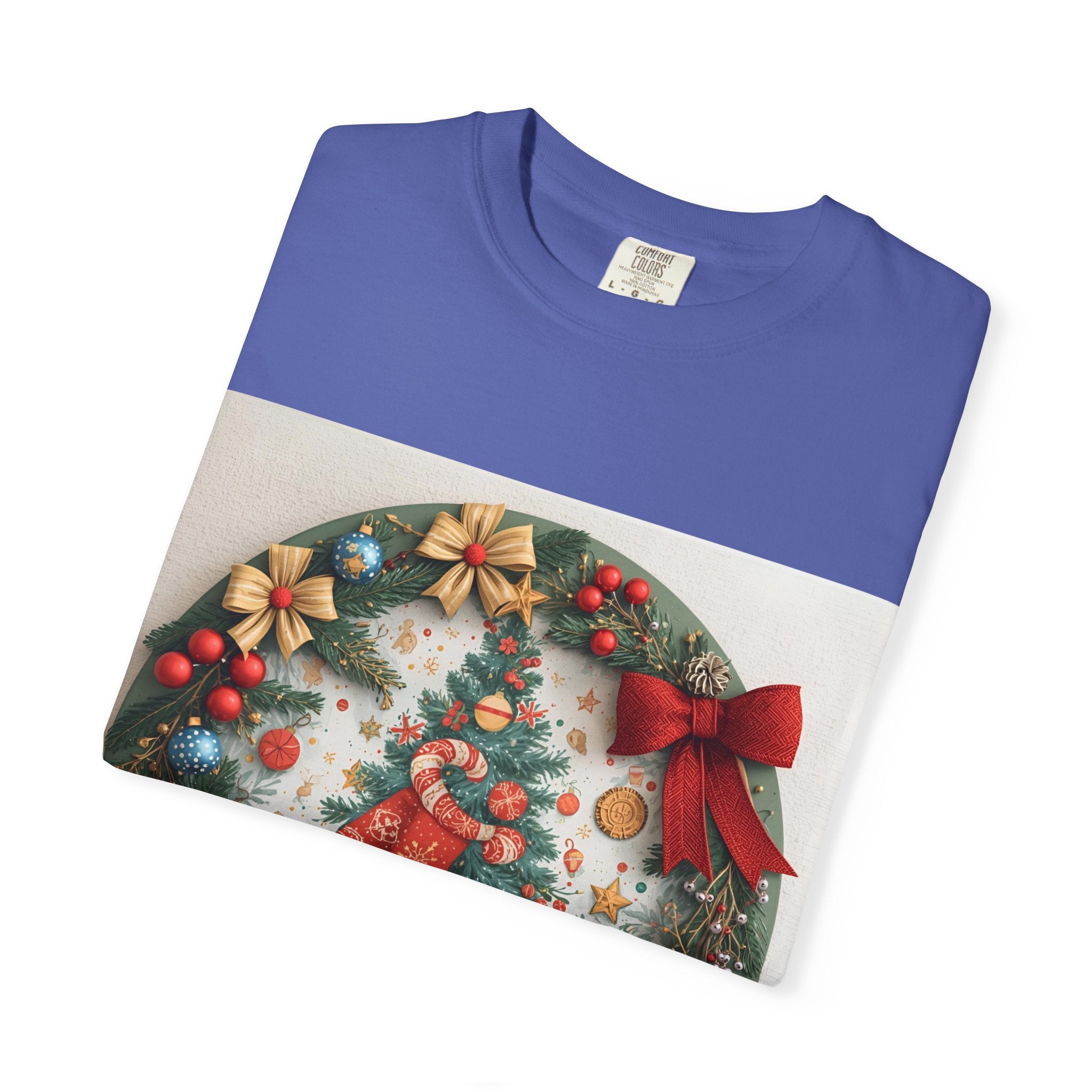 Christmas Wreath Festive Holiday T-Shirt, Christmas Tee, Seasonal Wear, Gift for Him/Her, Cute Xmas Shirt, Unisex Holiday Apparel
