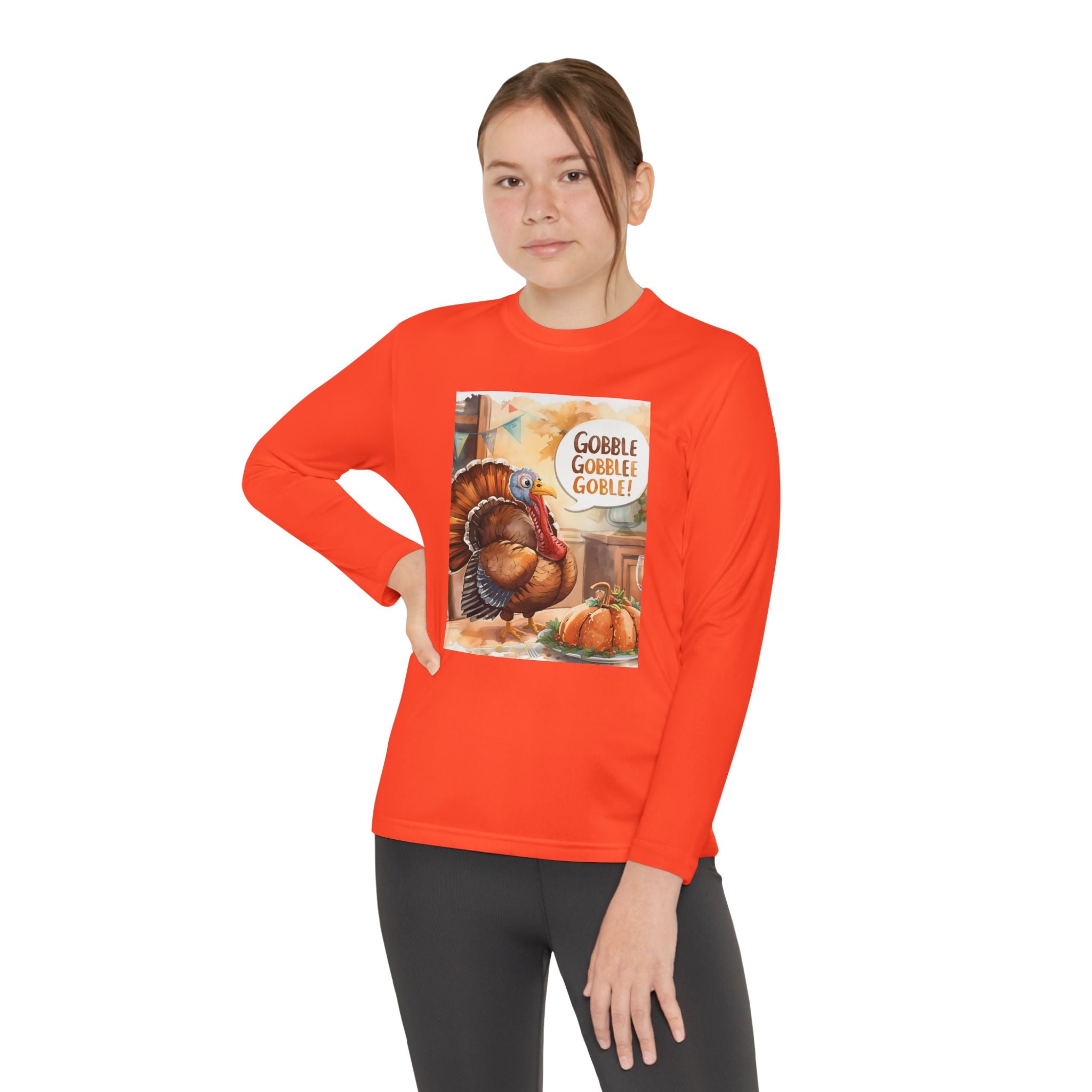 Thanksgiving Turkey Youth Long Sleeve Competitor Tee