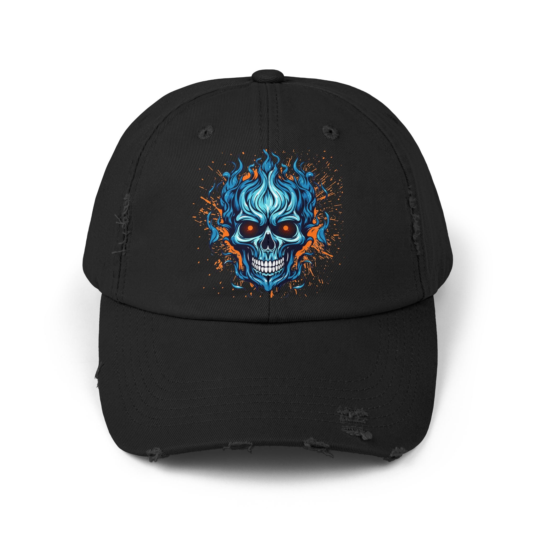 Distressed Skull Cap for Unisex, Casual, Trendy Hat, Gift for Him/Her, Emo Style, Festival Accessory