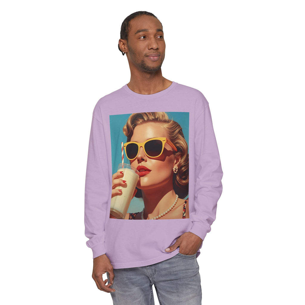 Retro Pop Art Long Sleeve T-Shirt, Vintage Graphic Tee, Fashion Top, Summer Style shirt, Gift for Art Lovers, Casual Wear