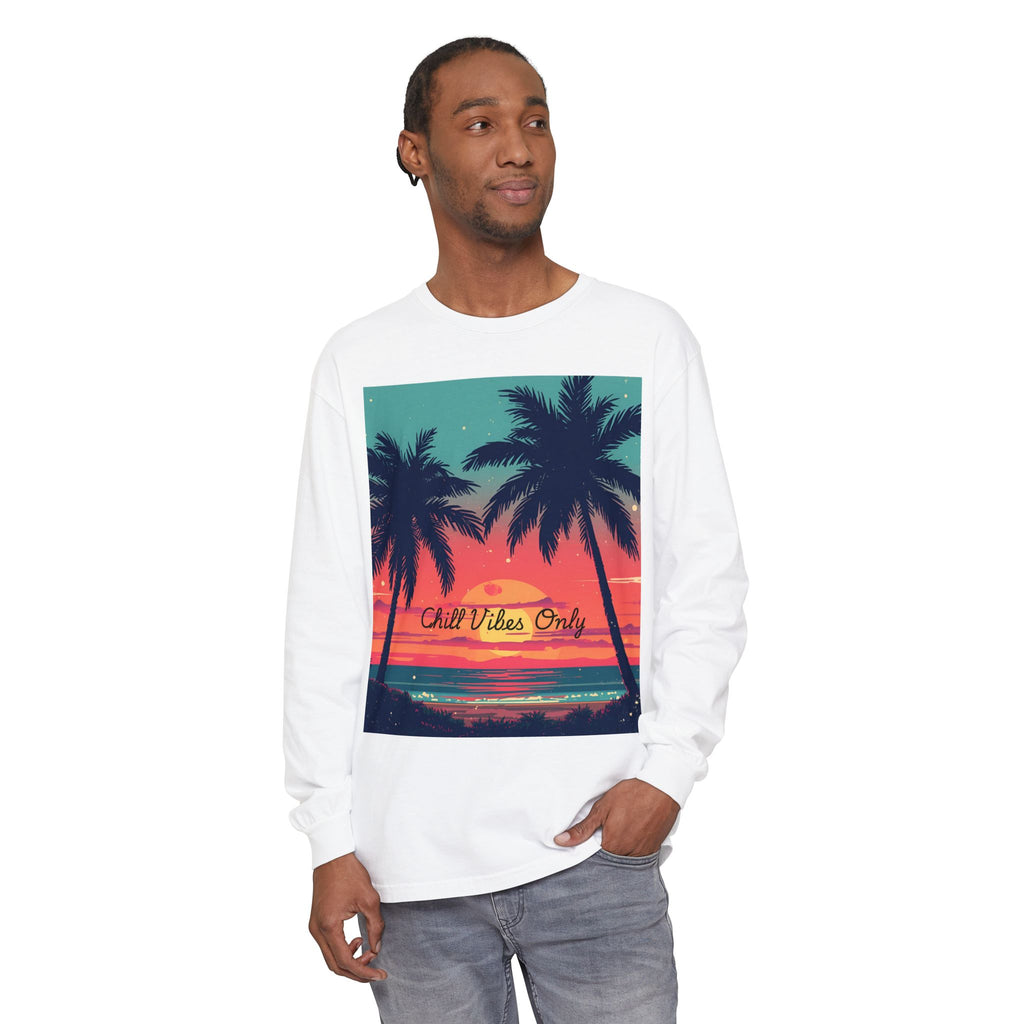 Tropical Sunset Unisex Garment-dyed Long Sleeve T-Shirt