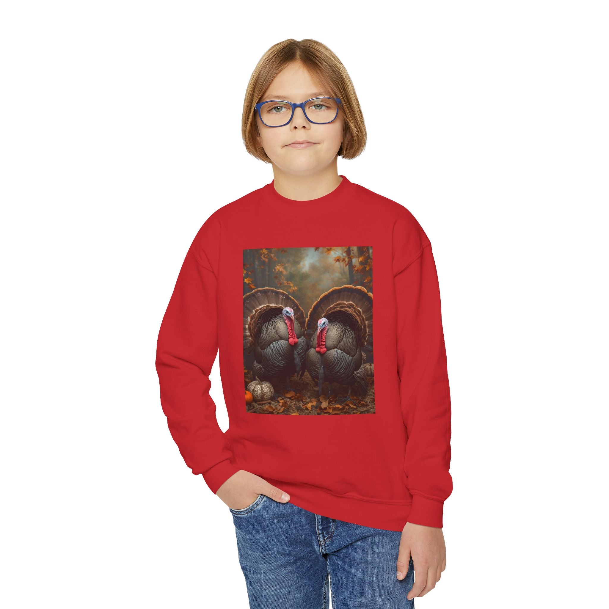 Thanksgiving Thankful Turkeys Youth Crewneck Sweatshirt, Cozy Fall Apparel, Thanksgiving Gift, Kids Sweatshirt, Autumn Fashion