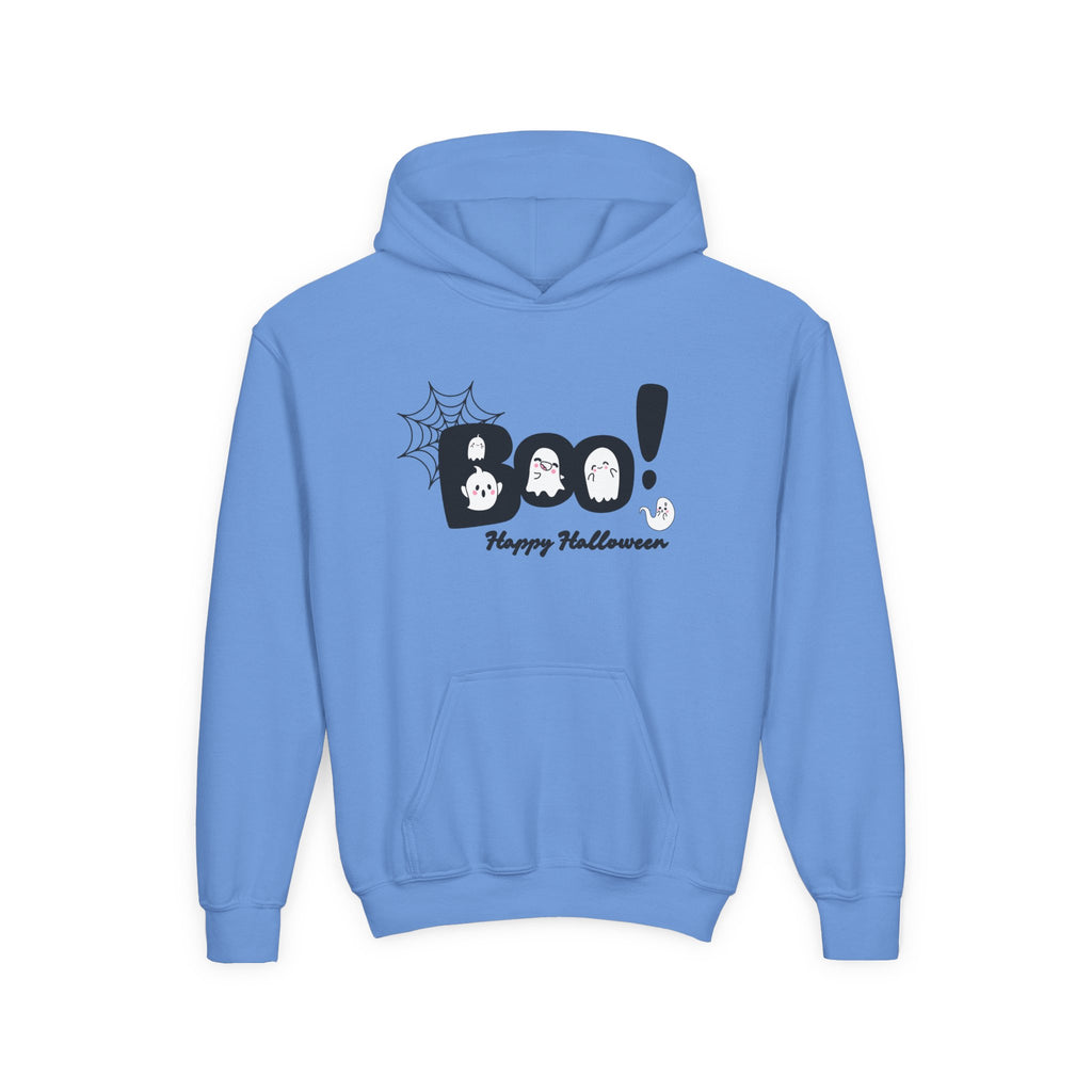 Halloween Boo! Youth Hoodie, Kids Sweatshirt, Fall Apparel, Spooky Costume, Trick or Treat Gift, October Celebration