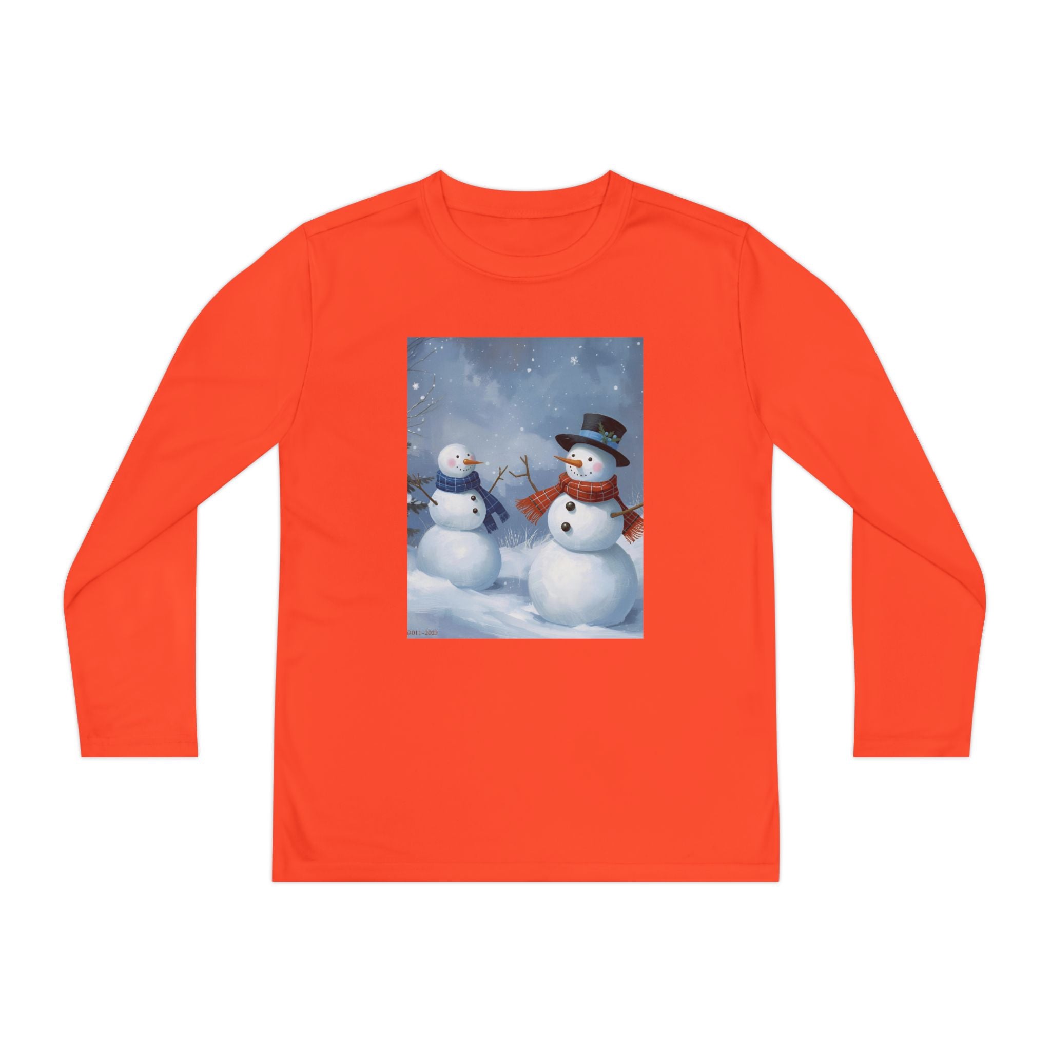Christmas Snowman Family Youth Long Sleeve Competitor Tee