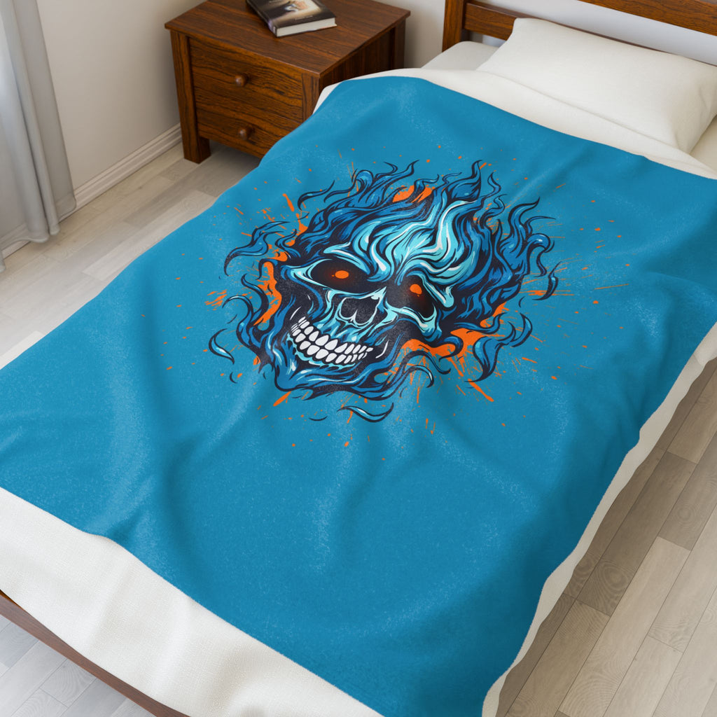 Cool Skull Flame Velveteen Plush Blanket