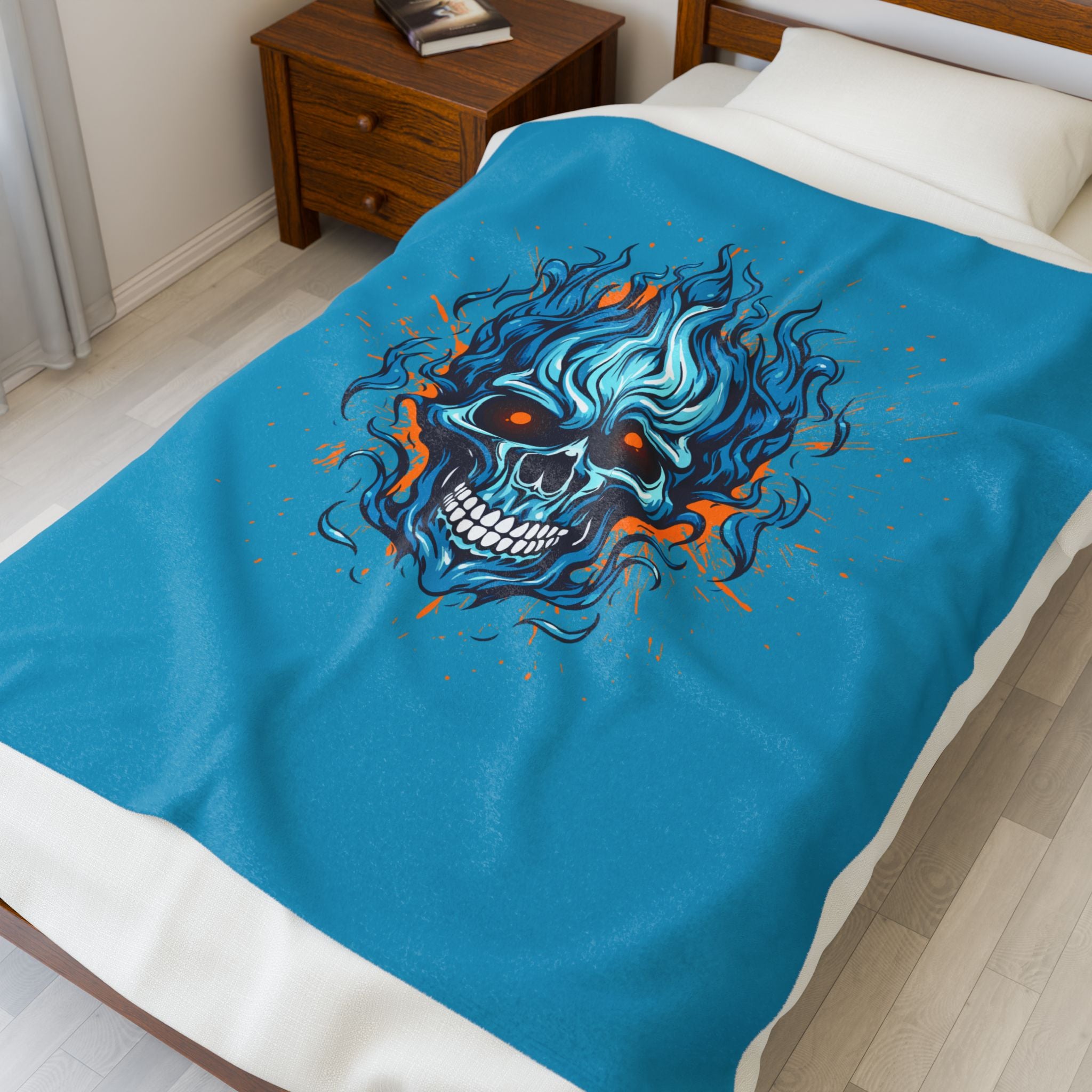 Cool Skull Flame Velveteen Plush Blanket