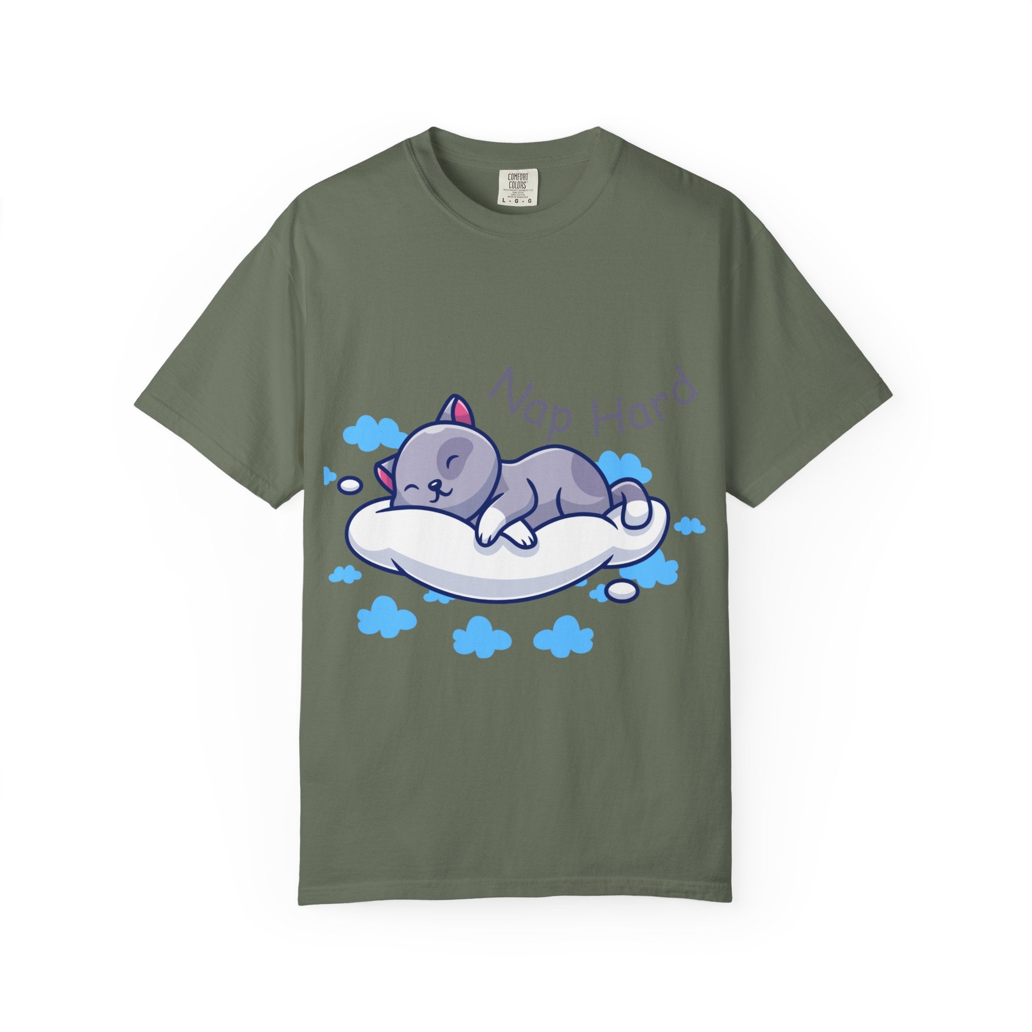Cozy Cat Nap Hard Unisex Garment-Dyed T-shirt, Cat Lover Gift, Cozy Casual Tee, Funny Nap Shirt, Perfect for Pet Owners, Lightweight Summer Top