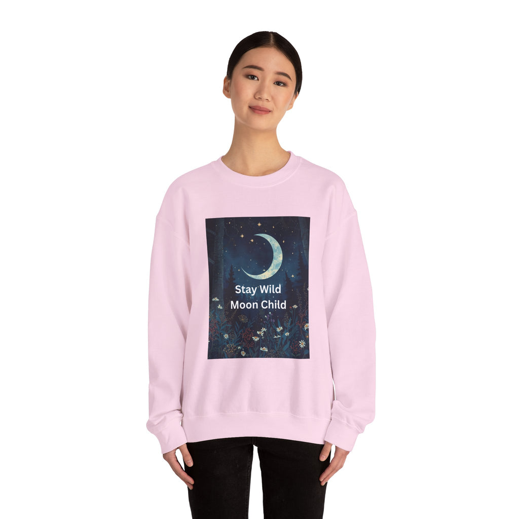 Stay Wild Moon Child Sweatshirt | Cozy Unisex Crewneck | Perfect for Nature Lovers, Festival Goers, and Everyday Comfort