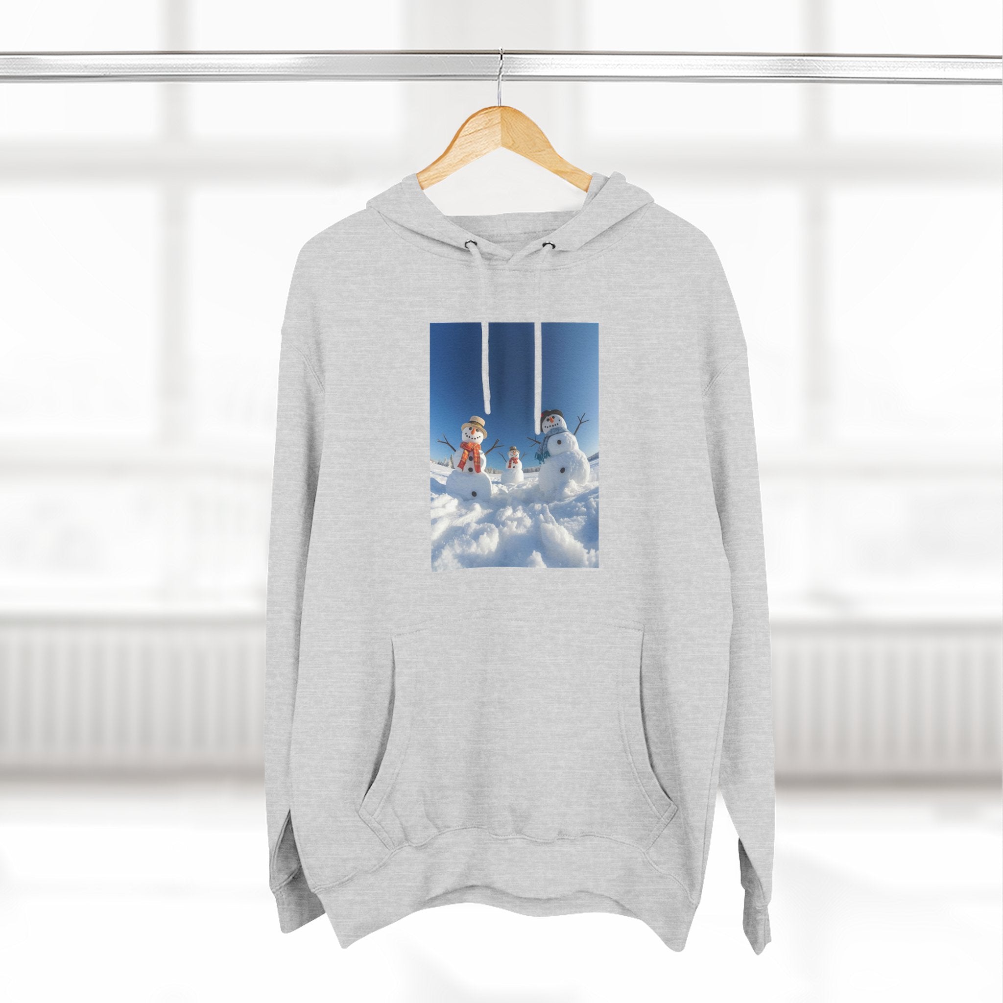 Cozy Fleece Hoodie with Fun Snowmen Design, Winter Wear, Gift for Christmas, Birthday Present, Casual Outfit, Hoodie for Snow Lovers