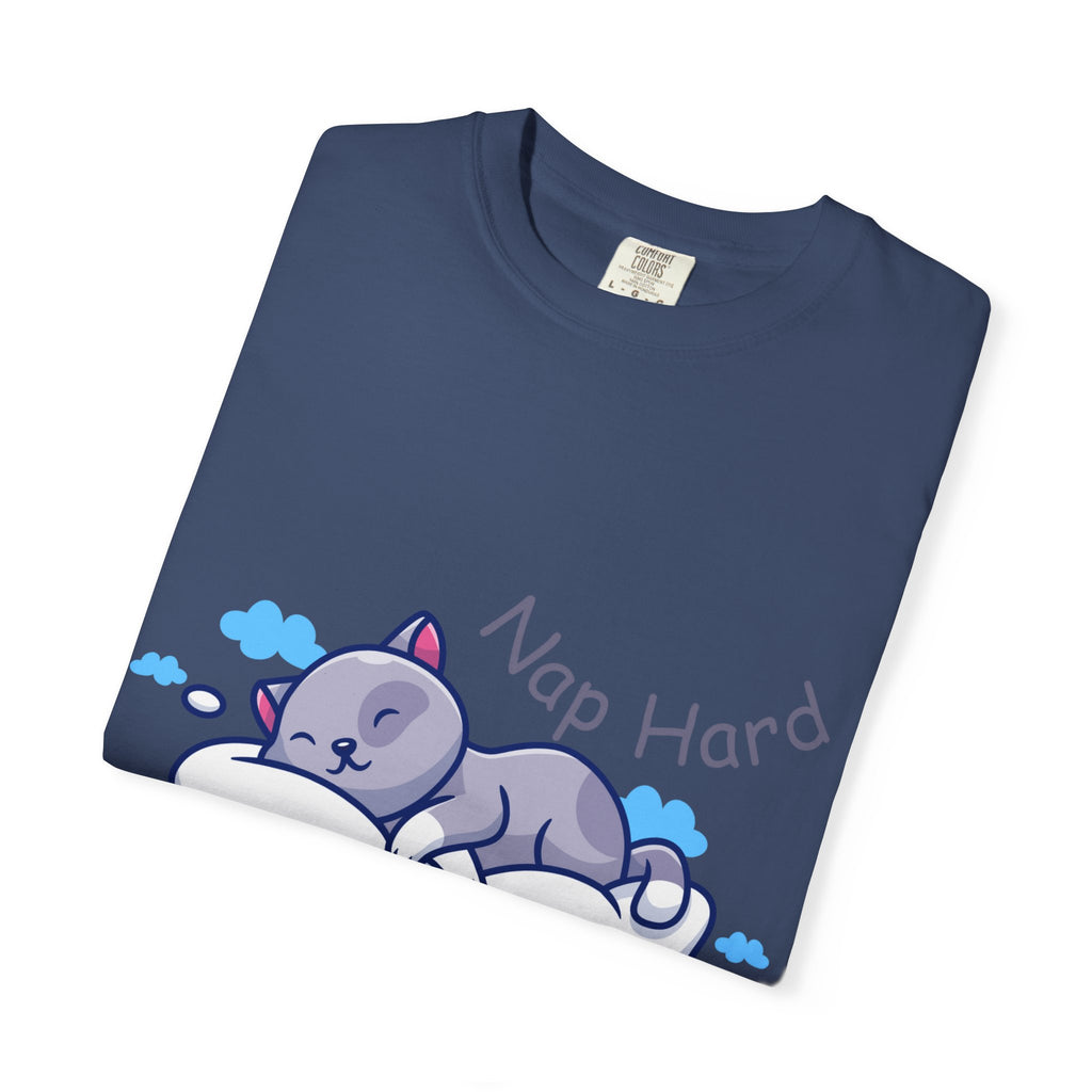 Cat Nap Graphic T-shirt, Cute Cat Tee, Relaxed Fit Apparel, Gift for Cat Lovers, Cozy Lounge Wear, Funny Pet Humor Top