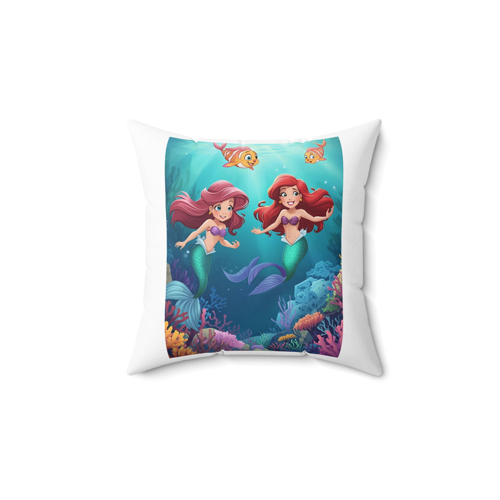 Mermaid-Themed Decorative Pillow, Cozy Home Decor, Kids Room Accent, Gift for Sea Lovers, Nautical Throw Cushion