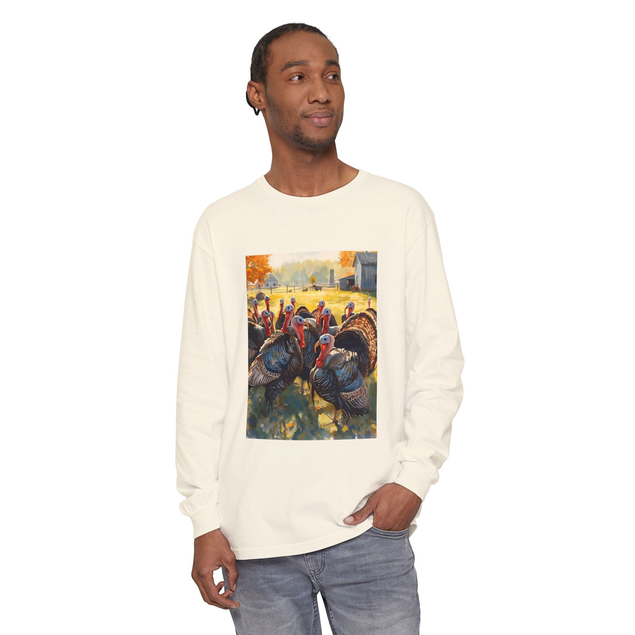 Thanksgiving Turkey Unisex Garment-dyed Long Sleeve T-Shirt