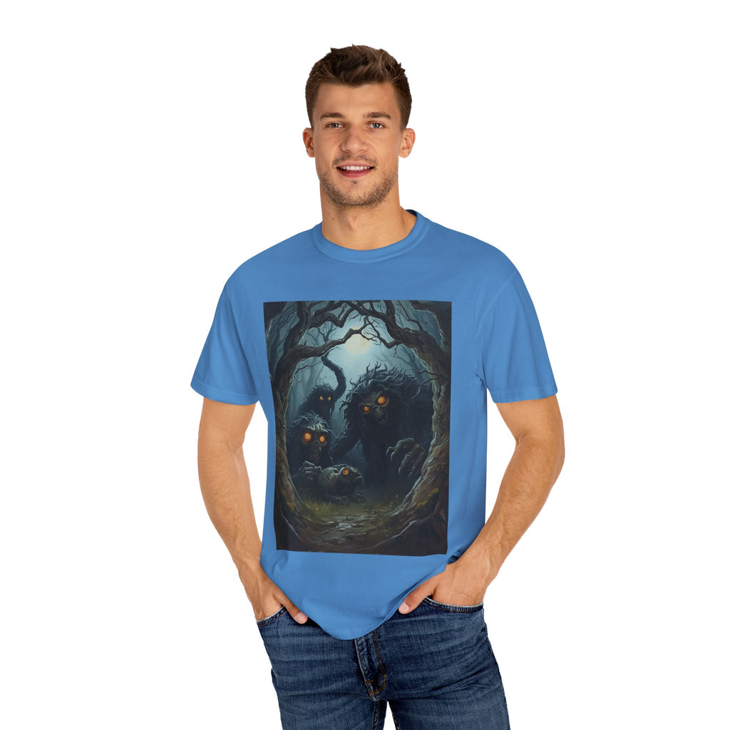 Spooky Mystical Forest T-Shirt | Unisex Garment-Dyed Tee for Nature Lovers | Perfect for Halloween, Casual Wear, Gift Idea