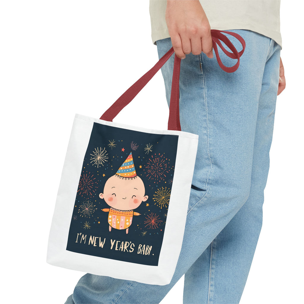 New Year's Baby Tote Bag, Cute Baby Bag, Holiday Gift, Party Essential, Fun Life Accessory, Festive Shopping Bag, New Year's Celebration