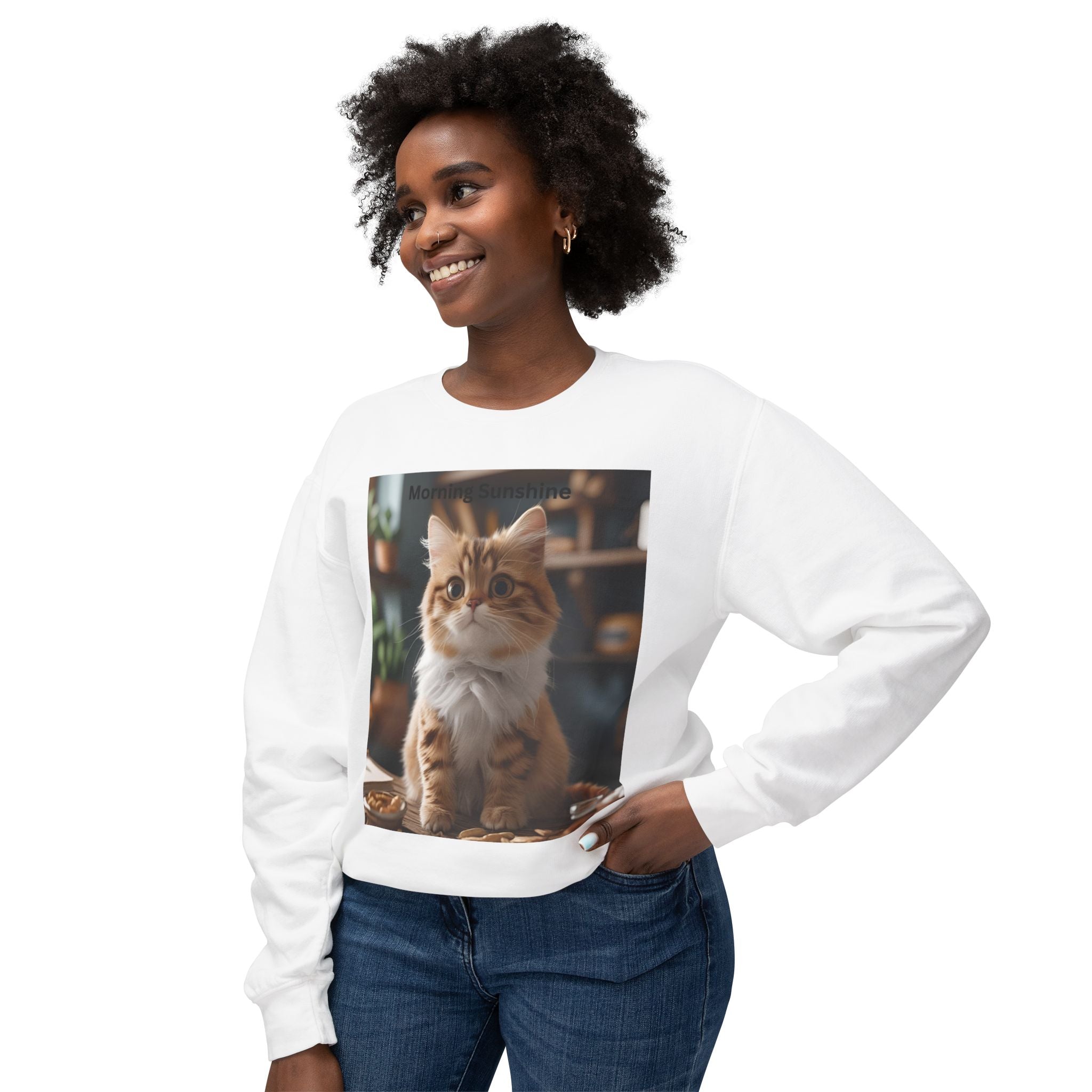 Cute Cat Crewneck Sweatshirt, Cozy Sweatshirt, Gift for Cat Lovers, Funny Cat Apparel, Casual Outfit, Pet Lover Gift