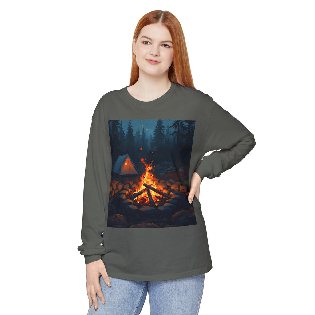 Camping Vibes Long Sleeve T-Shirt | Outdoor Adventure Shirt, Cozy Gift for Campers, Bonfire, Nature Lovers, Unisex Tee