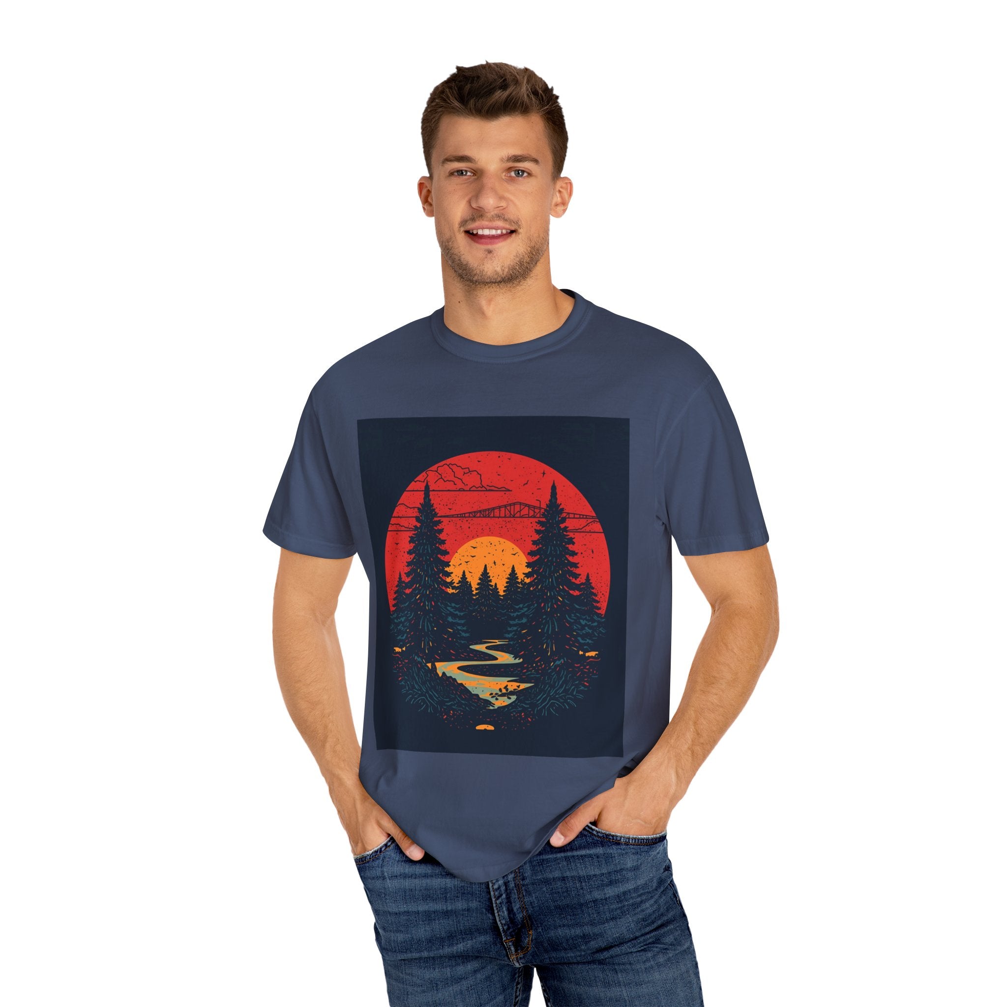 Nature Sunset Unisex T-shirt, Outdoor Adventure Tee, Camping Shirt, Hiking Gear, Mens and Womens Apparel