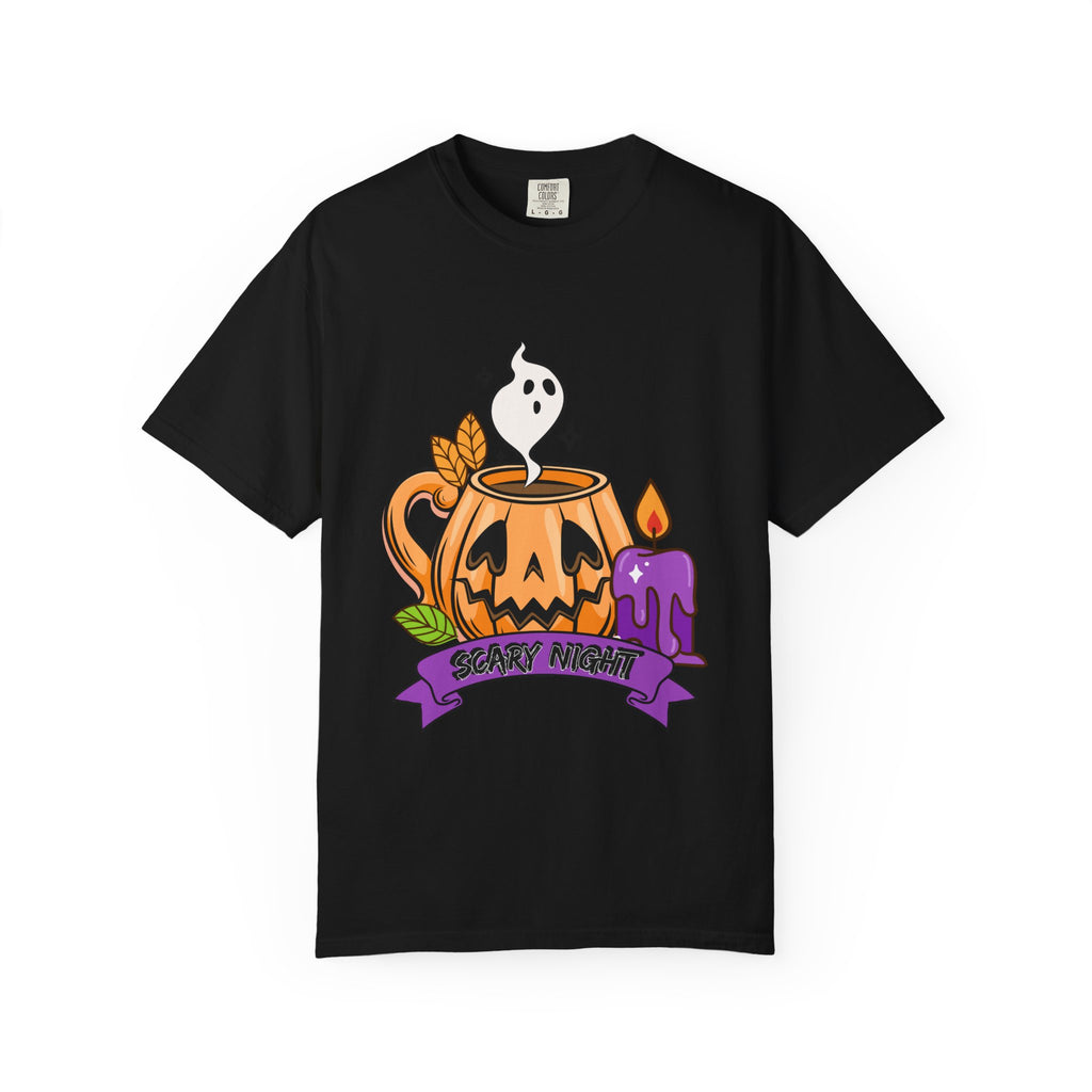 Halloween Themed Cute Pumpkin In Cup T-shirt, Scary Night Design, Unisex Top, Fall Fashion, Spooky Gift, Autumn Celebration Tee