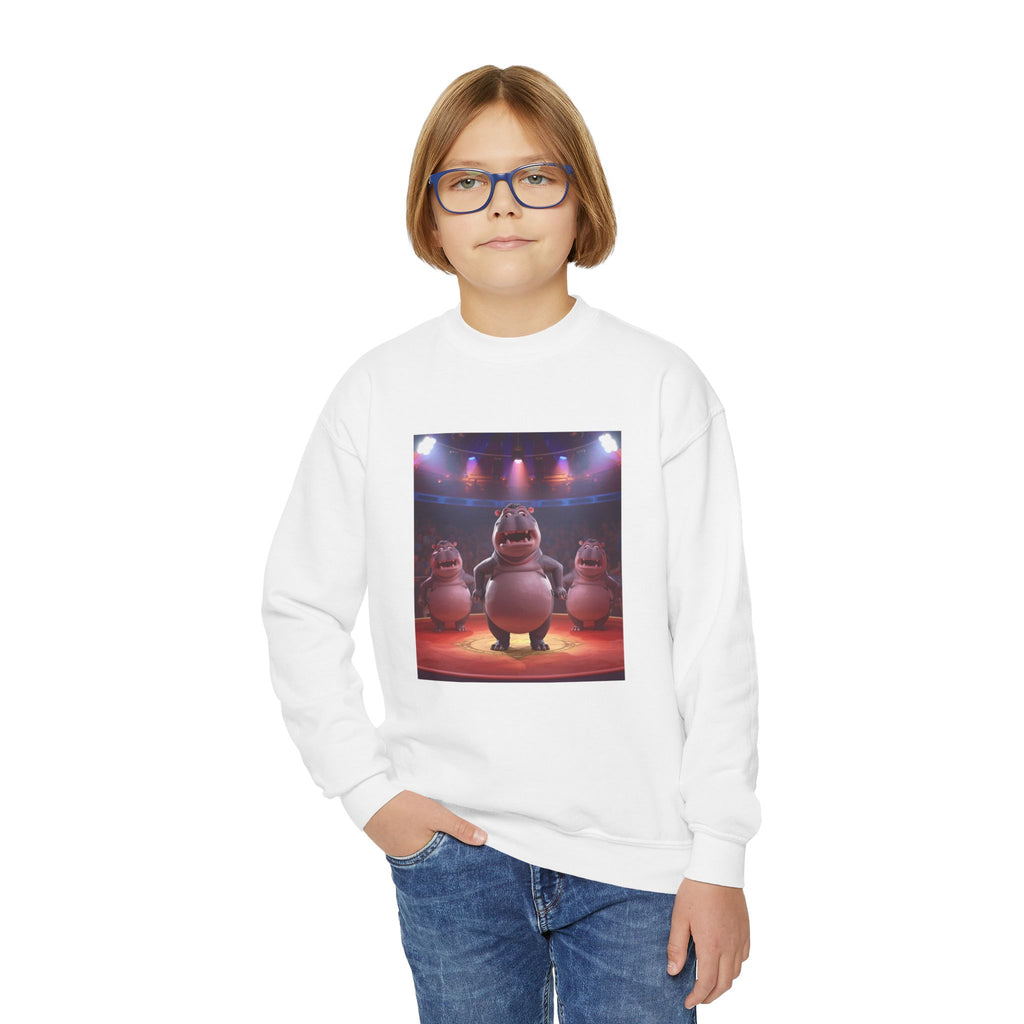 Hippo Funny Youth Crewneck Sweatshirt