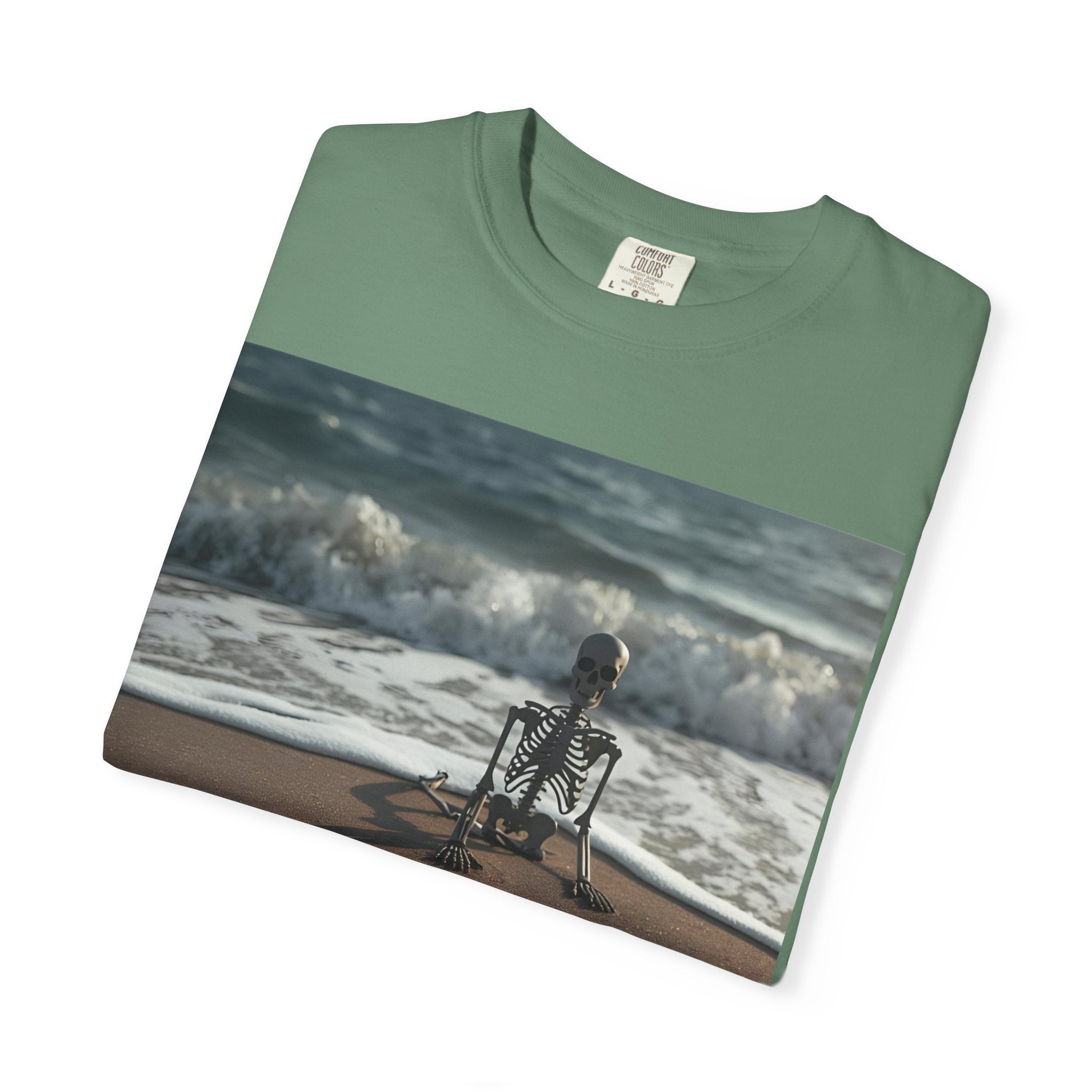 Halloween Beach Skeleton Vibes Unisex T-Shirt, Spooky Summer Tee, Fun Halloween Shirt, Beachwear, Casual Halloween Outfit