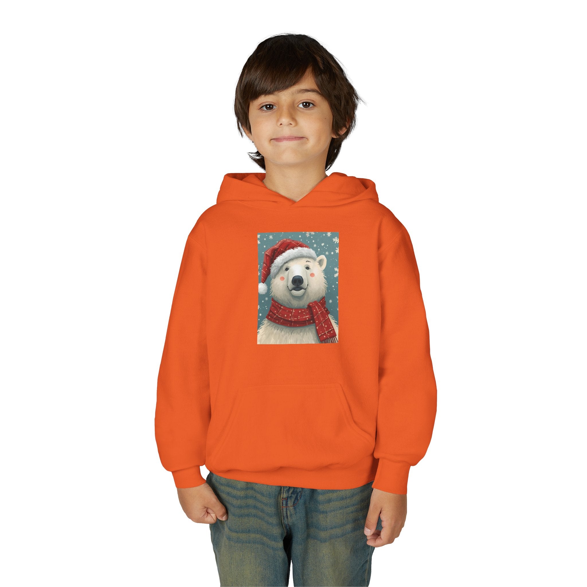 Cozy Polar Bear Christmas Hoodie, Holiday Sweatshirt for Kids, Winter Wear, Gift Idea, Cute Kids Hooded Sweatshirt