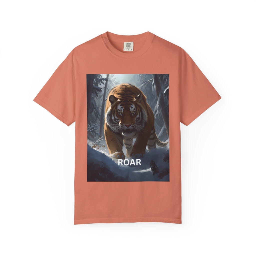 Tiger Roar Snow Unisex T-Shirt, Animal Lover Gift, Wildlife Tee, Casual Wear, Adventure Shirt, Nature Inspired Apparel